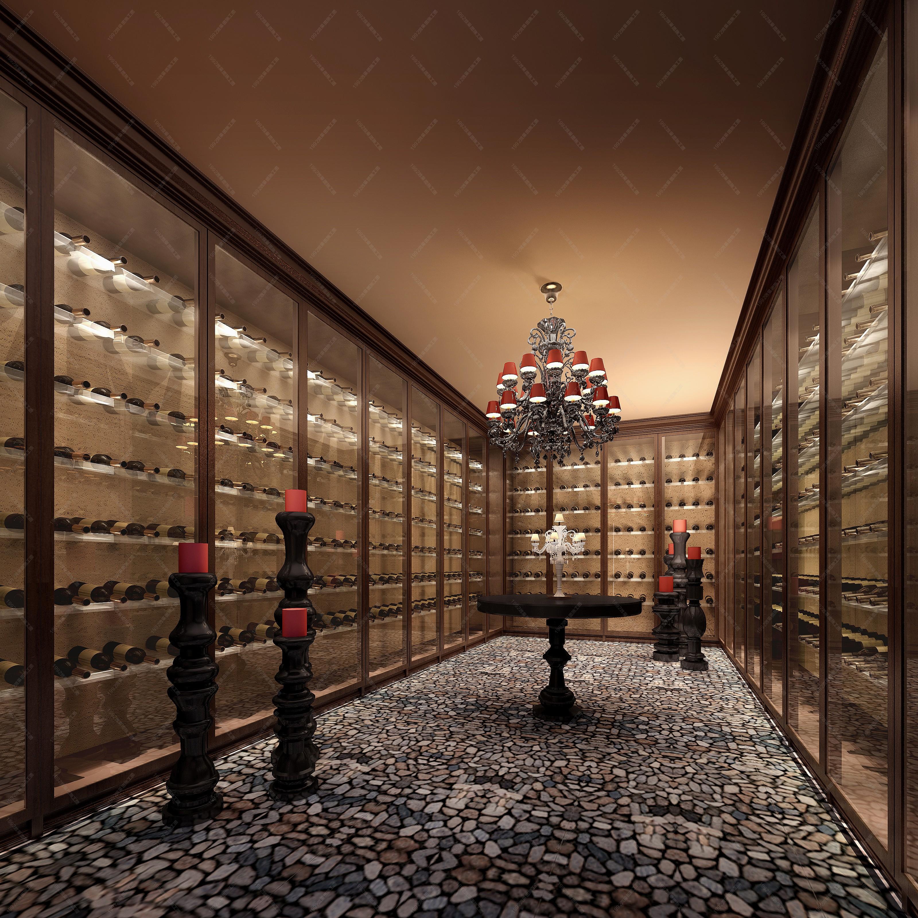 中式会议室客厅酒窖 - 效果图交流区-建e室内设计网