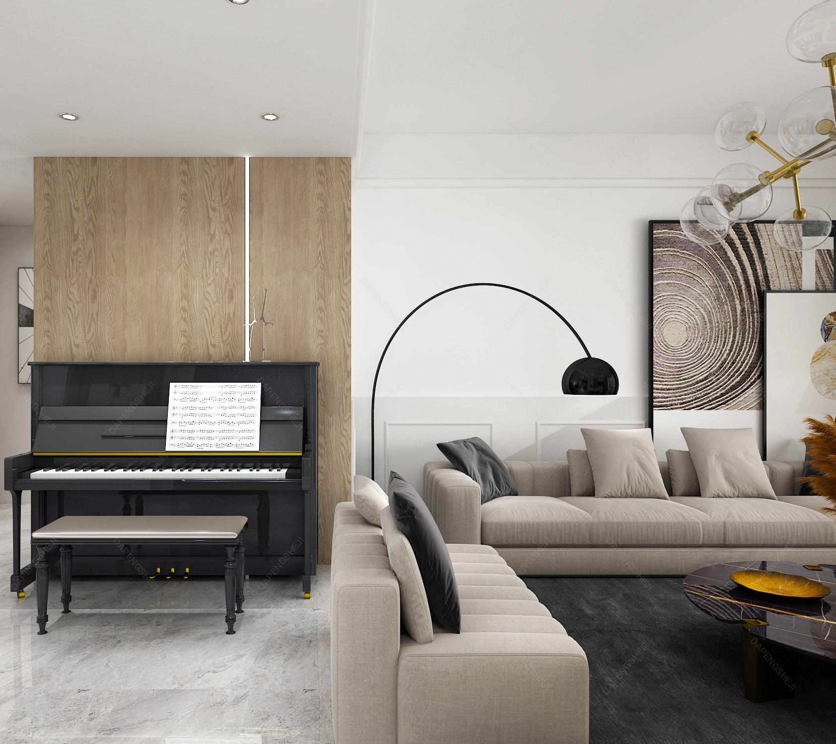 现代客厅餐厅休闲区