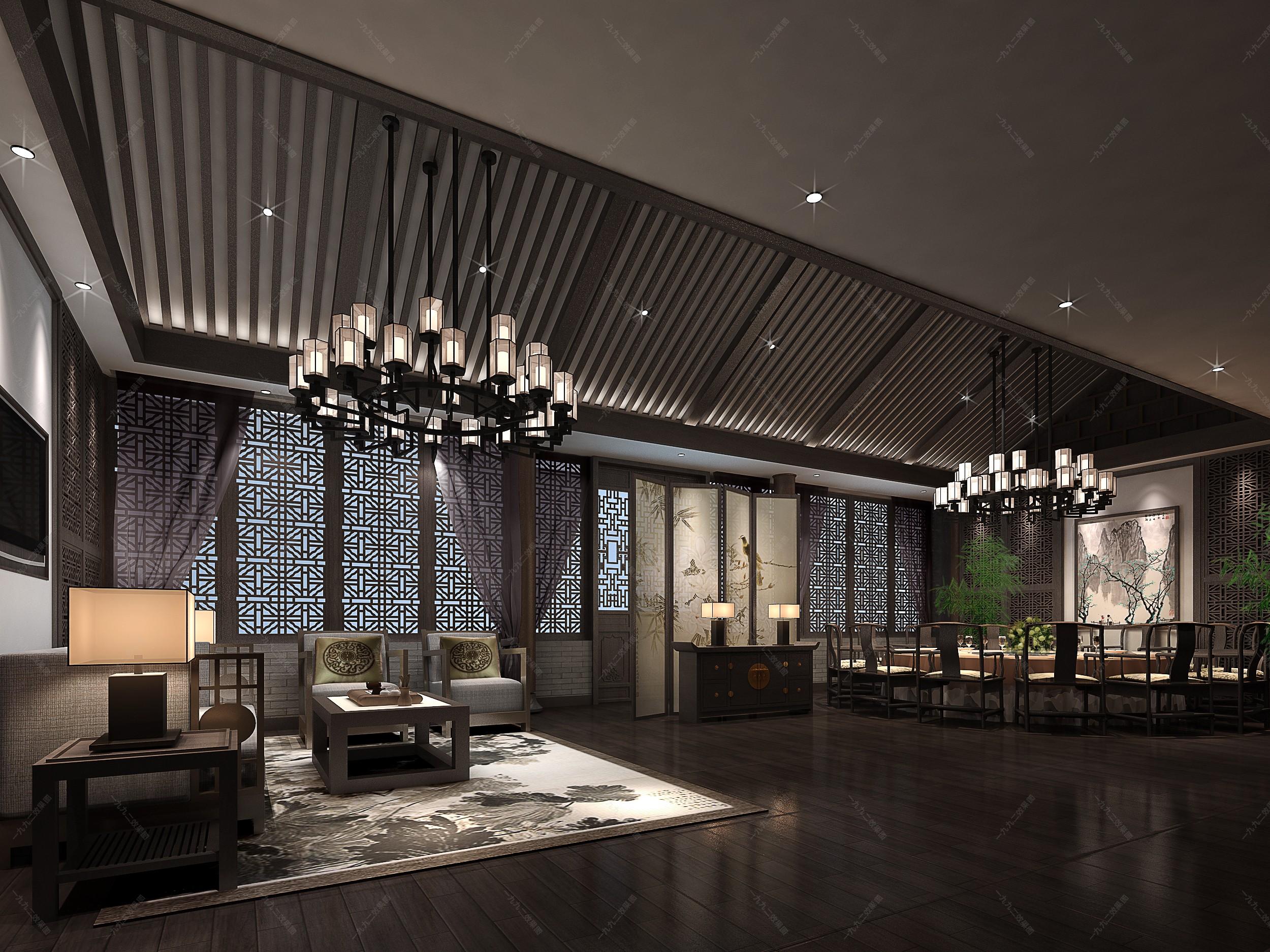 中式餐厅会所 - 效果图交流区-建e室内设计网