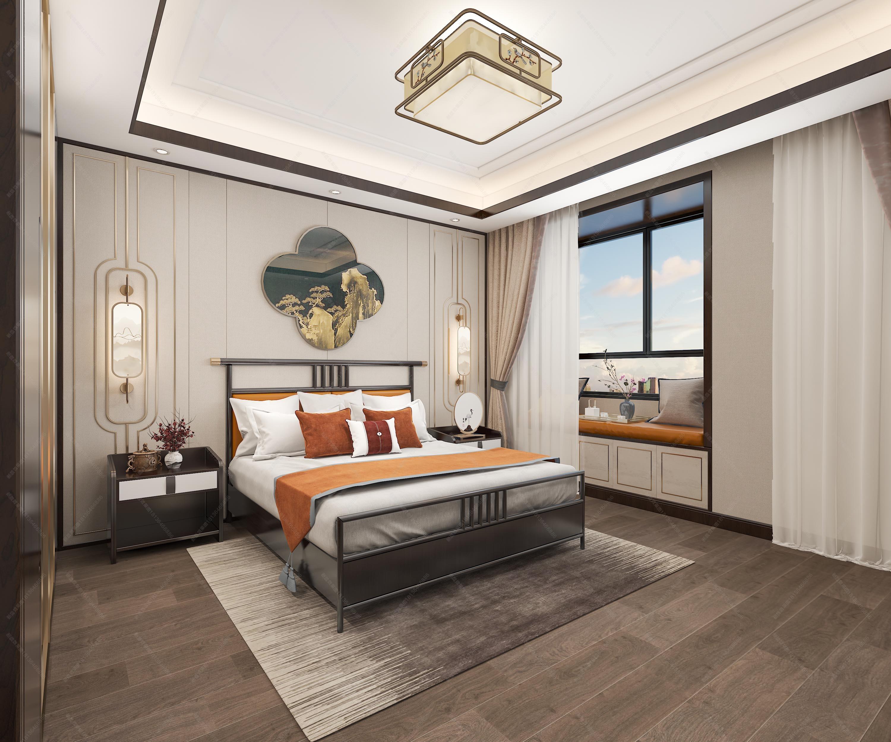 新中式客厅餐厅卧室 - 效果图交流区-建e室内设计网