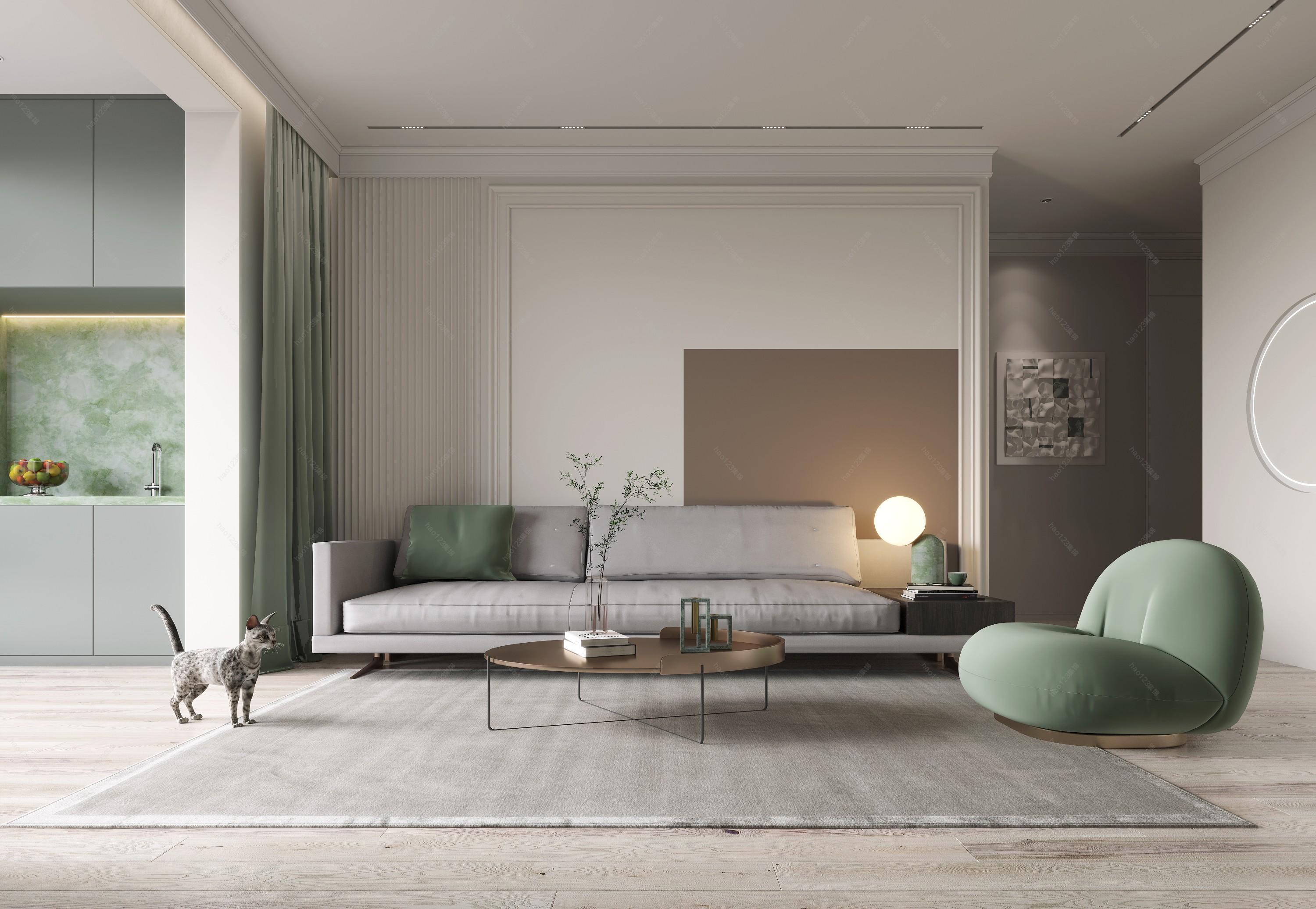 现代薄荷绿客餐厅