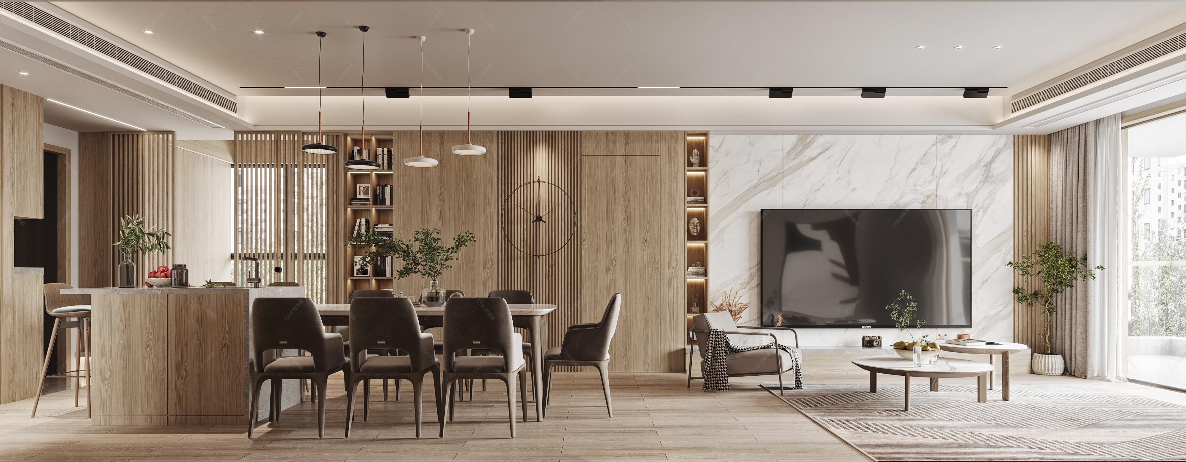 现代客餐厅卧室表现 - 效果图交流区-建e室内设计网