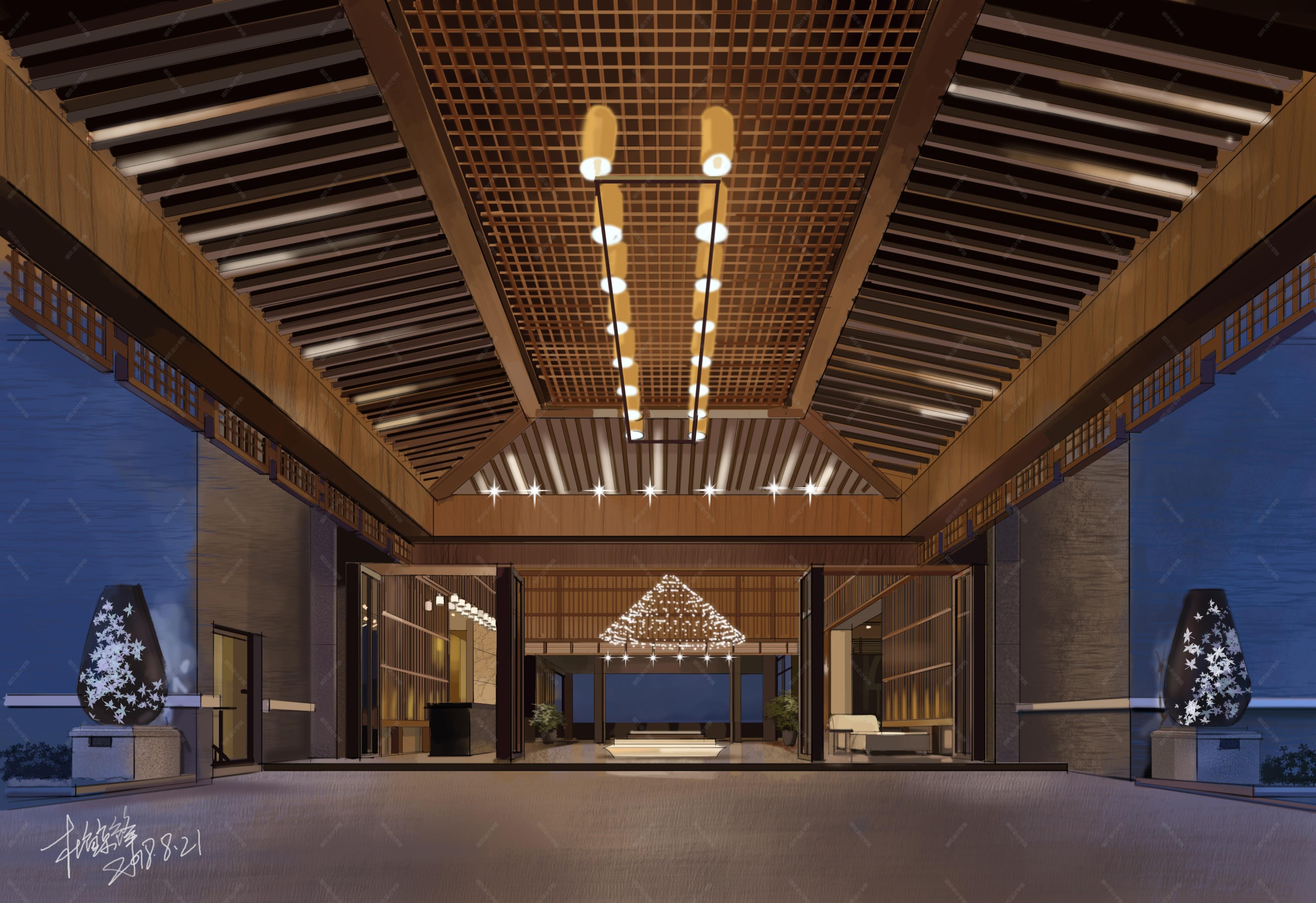 新中式手绘效果图