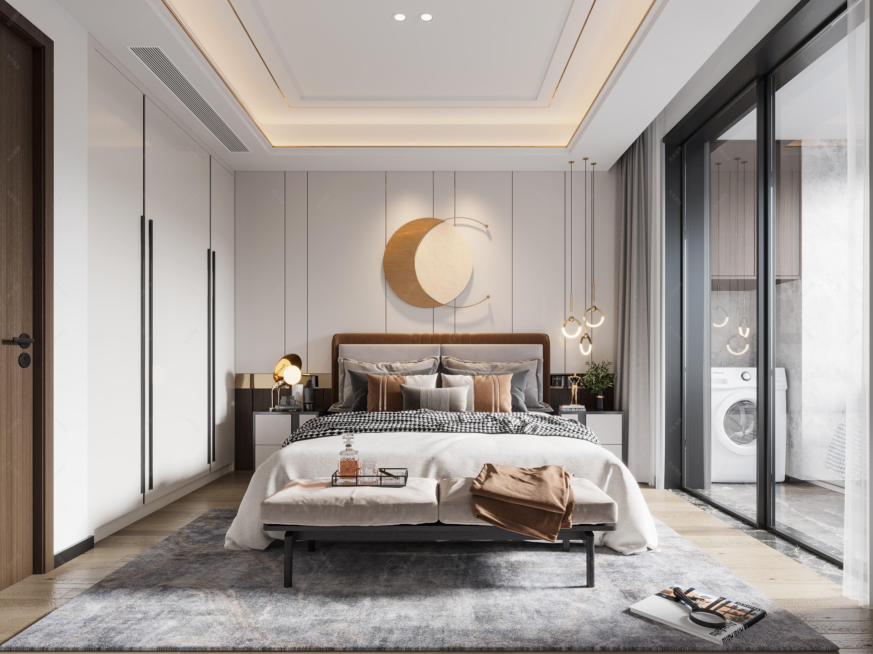 现代主卧 - 效果图交流区-建e室内设计网
