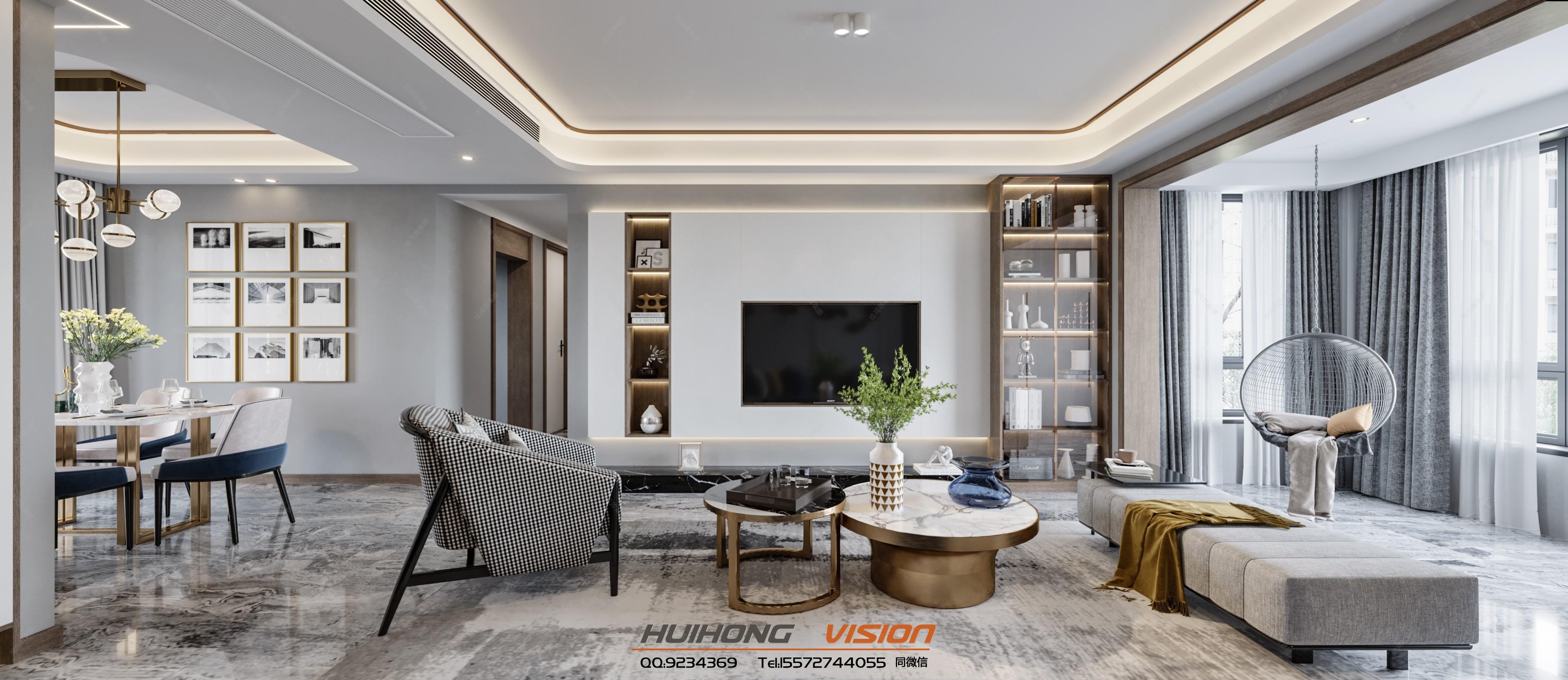 现代客餐厅卧室 - 效果图交流区-建e室内设计网