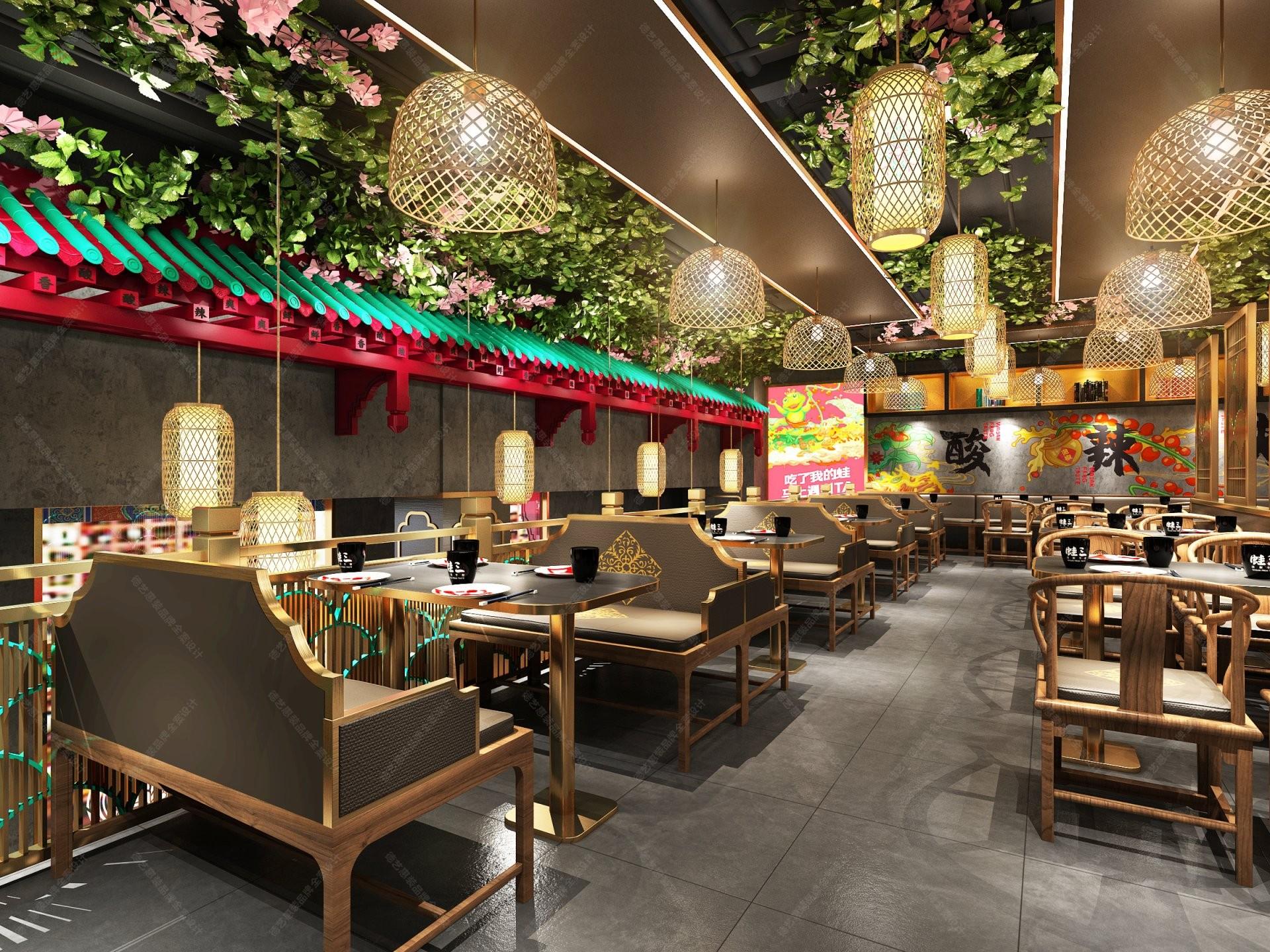 新中式餐饮空间 - 效果图交流区-建E室内设计网