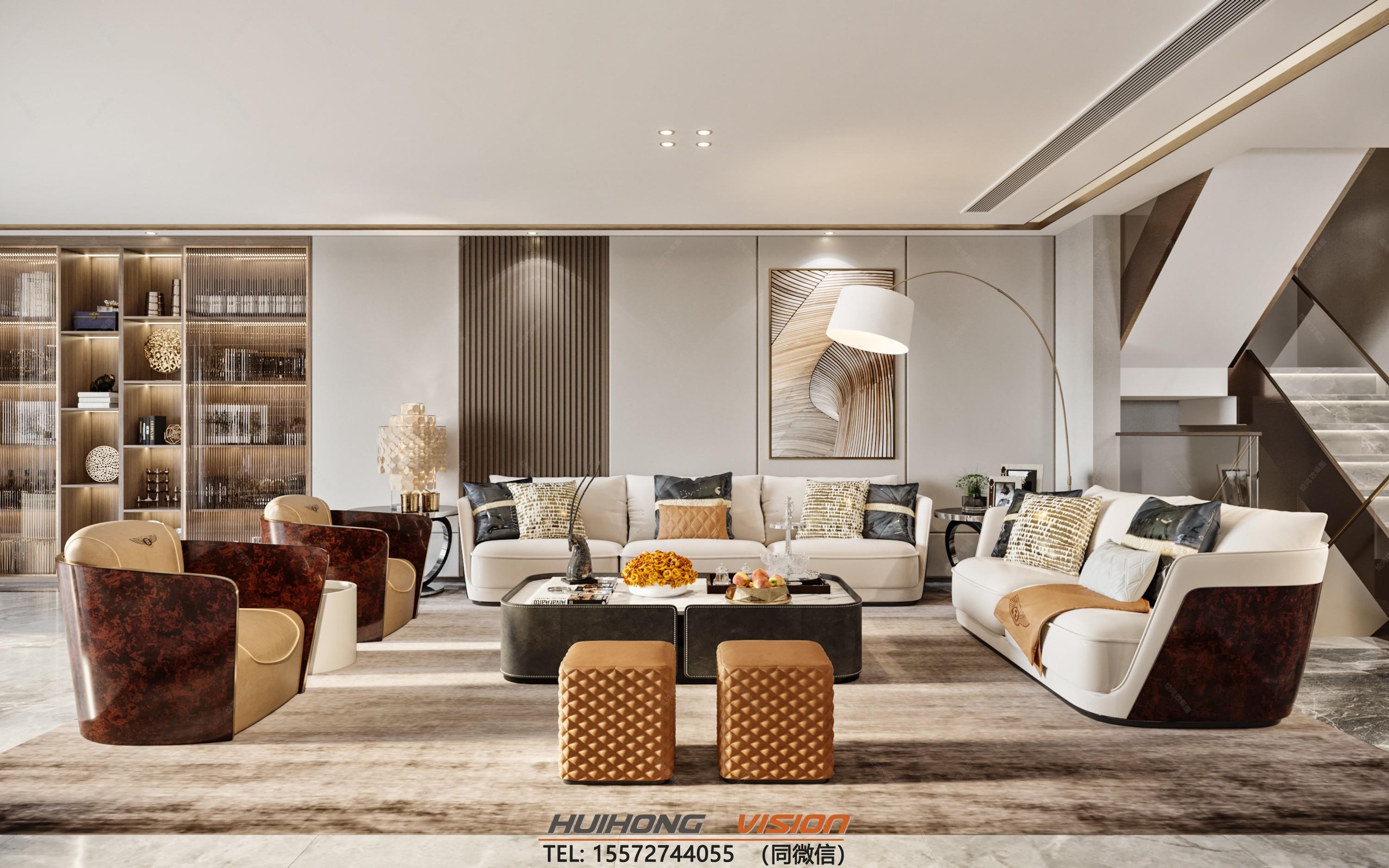 现代别墅客餐厅 - 效果图交流区-建e室内设计网