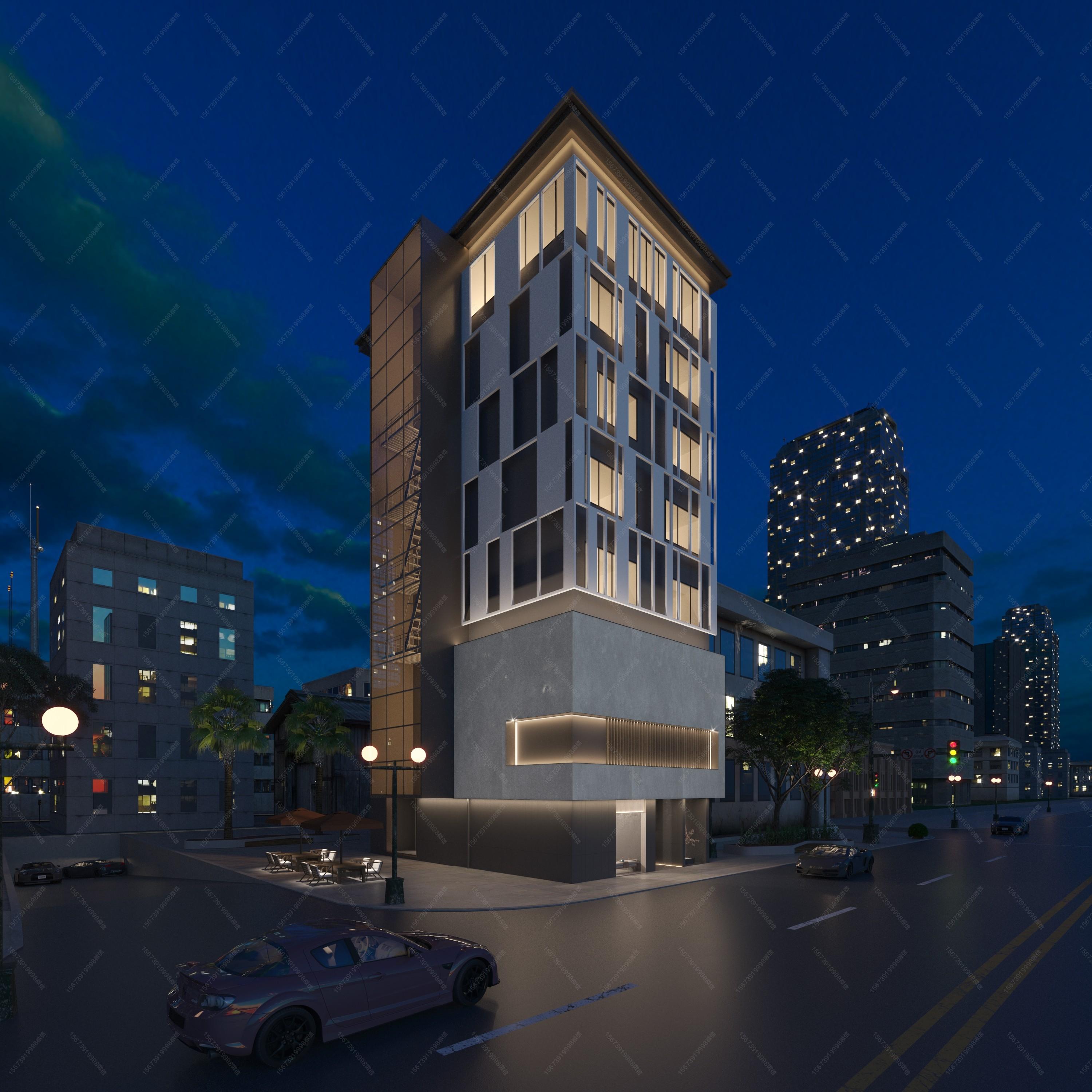 现代高层酒店3dmax 模型下载-光辉城市