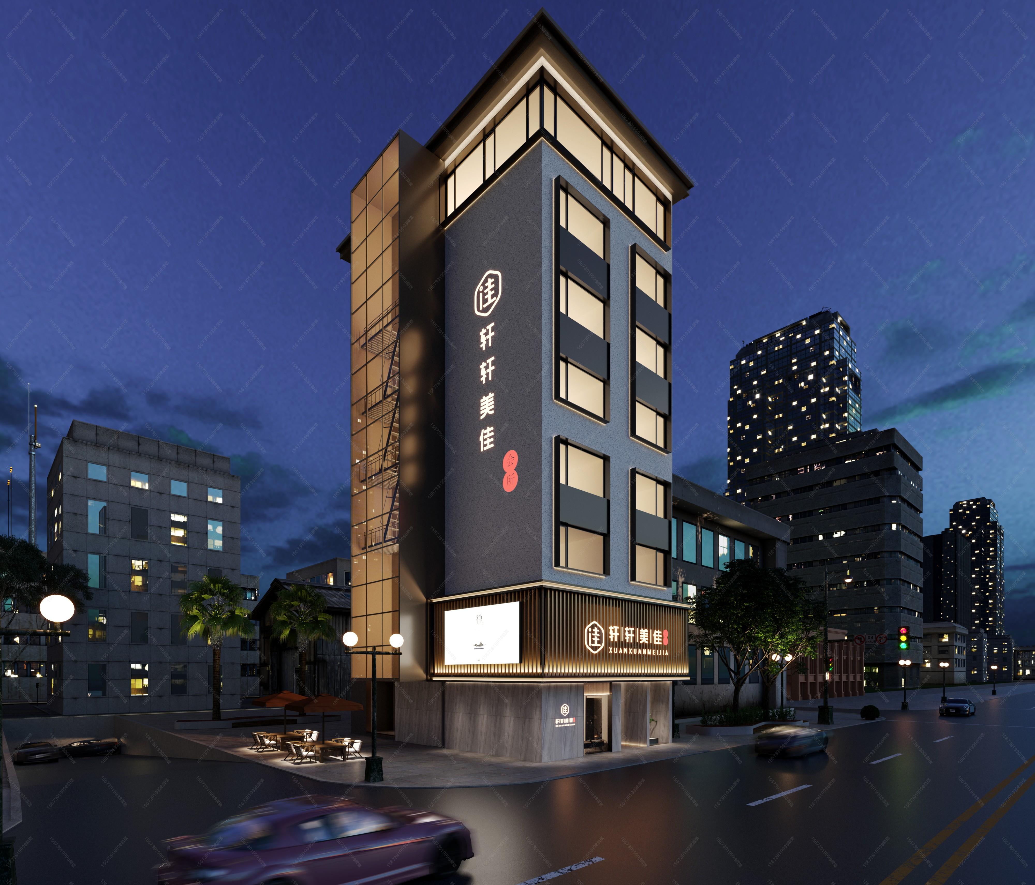现代高层商业酒店3dmax 模型下载-光辉城市
