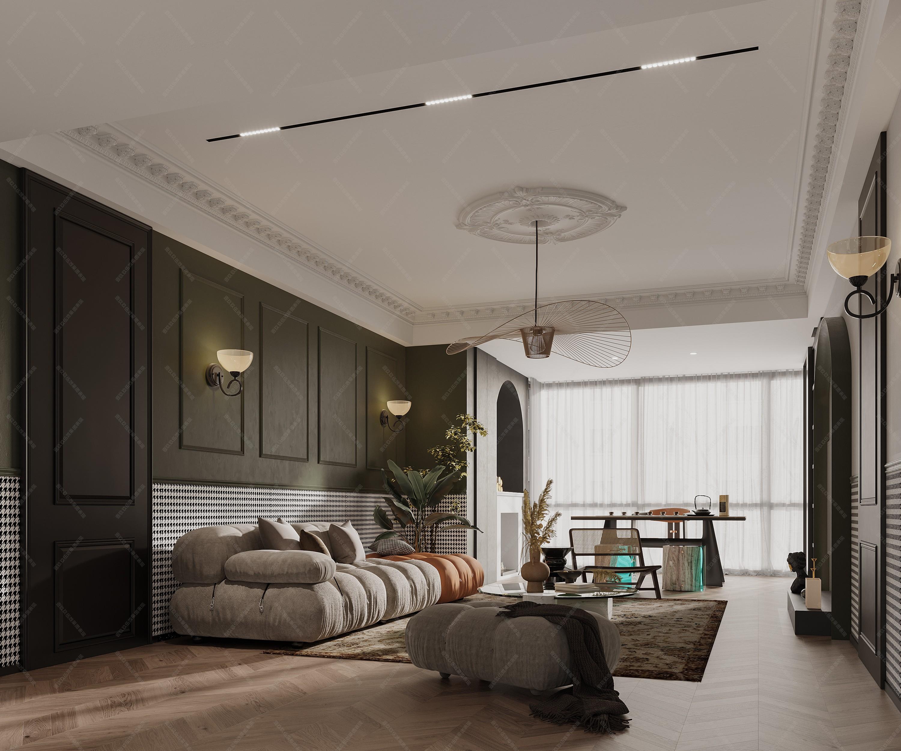 现代复古家装设计方案 - 效果图交流区-建e室内设计网