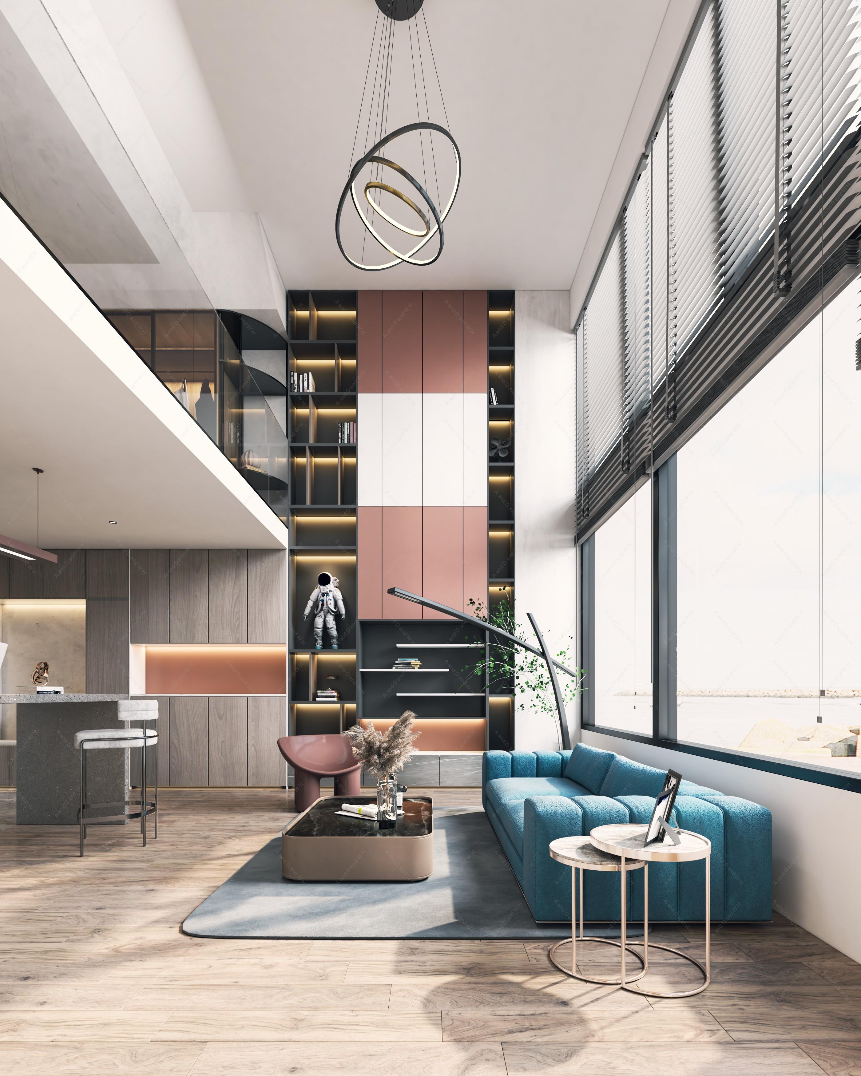 现代公寓方案 - 现代风格一室装修效果图 - 标哥设计效果图 - 躺平设计家