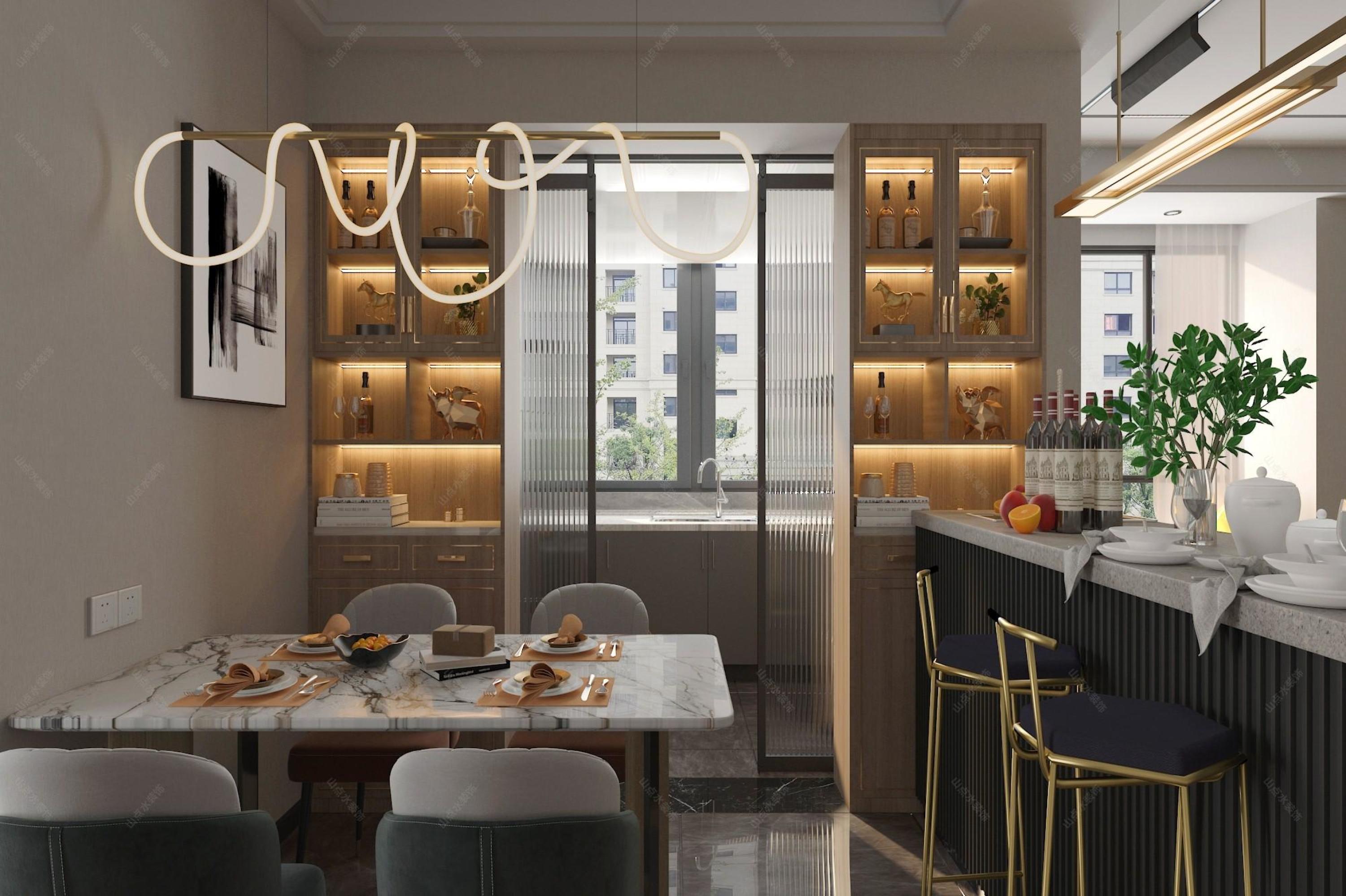 现代简约极简客餐厅[ID: 108151867]_建e效果图
