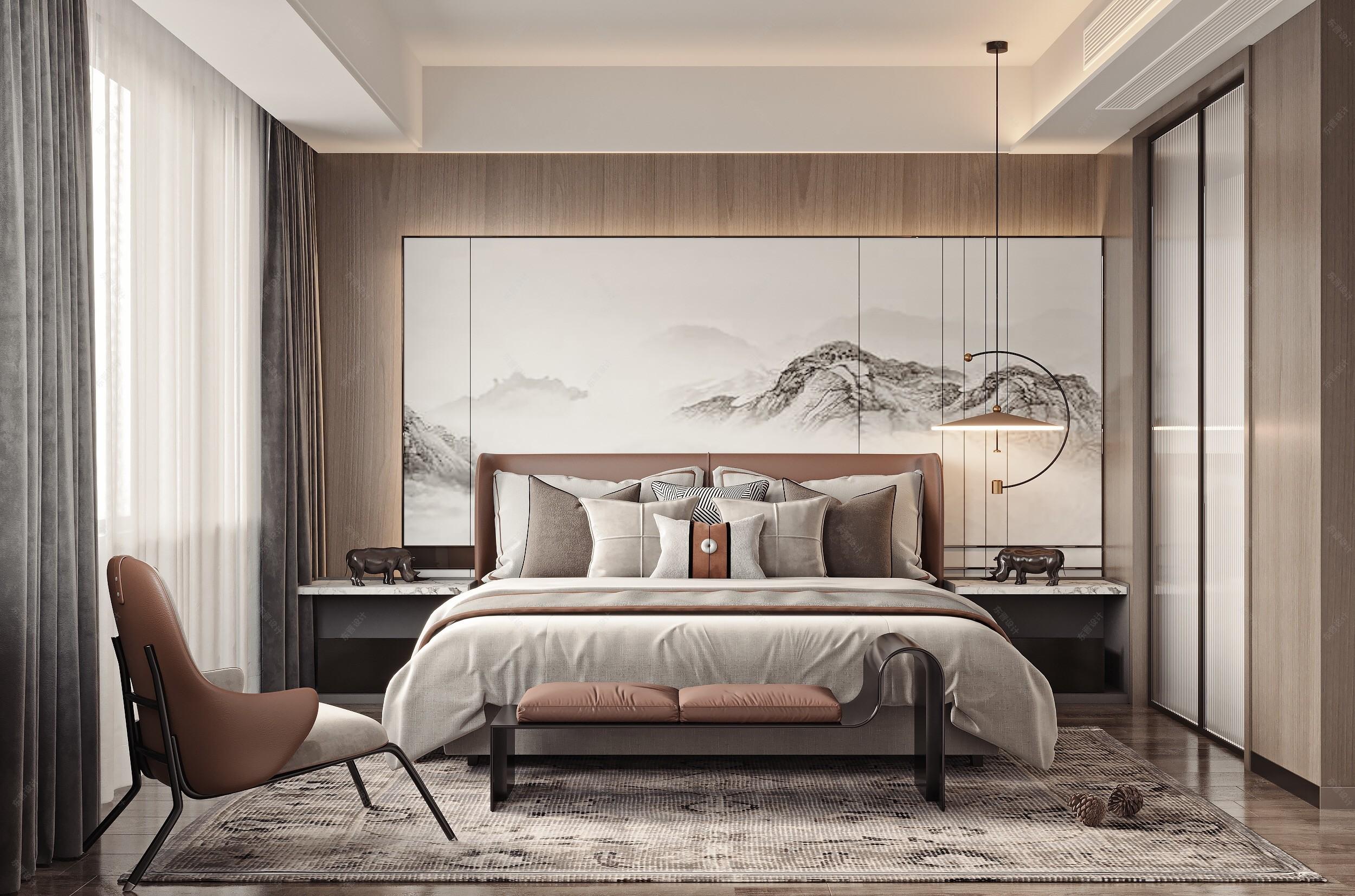 新中式客餐厅卧室 - 效果图交流区-建e室内设计网