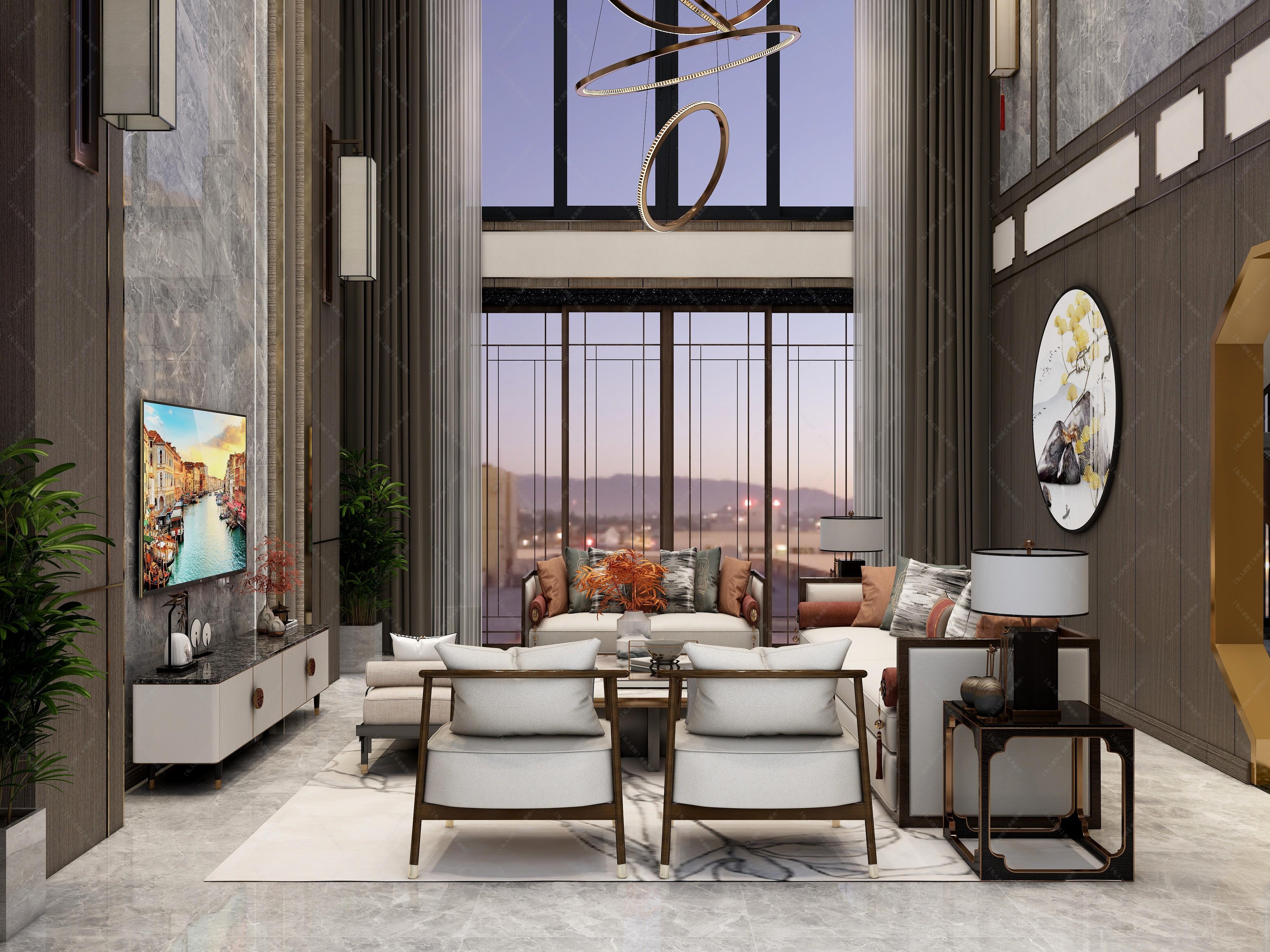 新中式别墅客厅