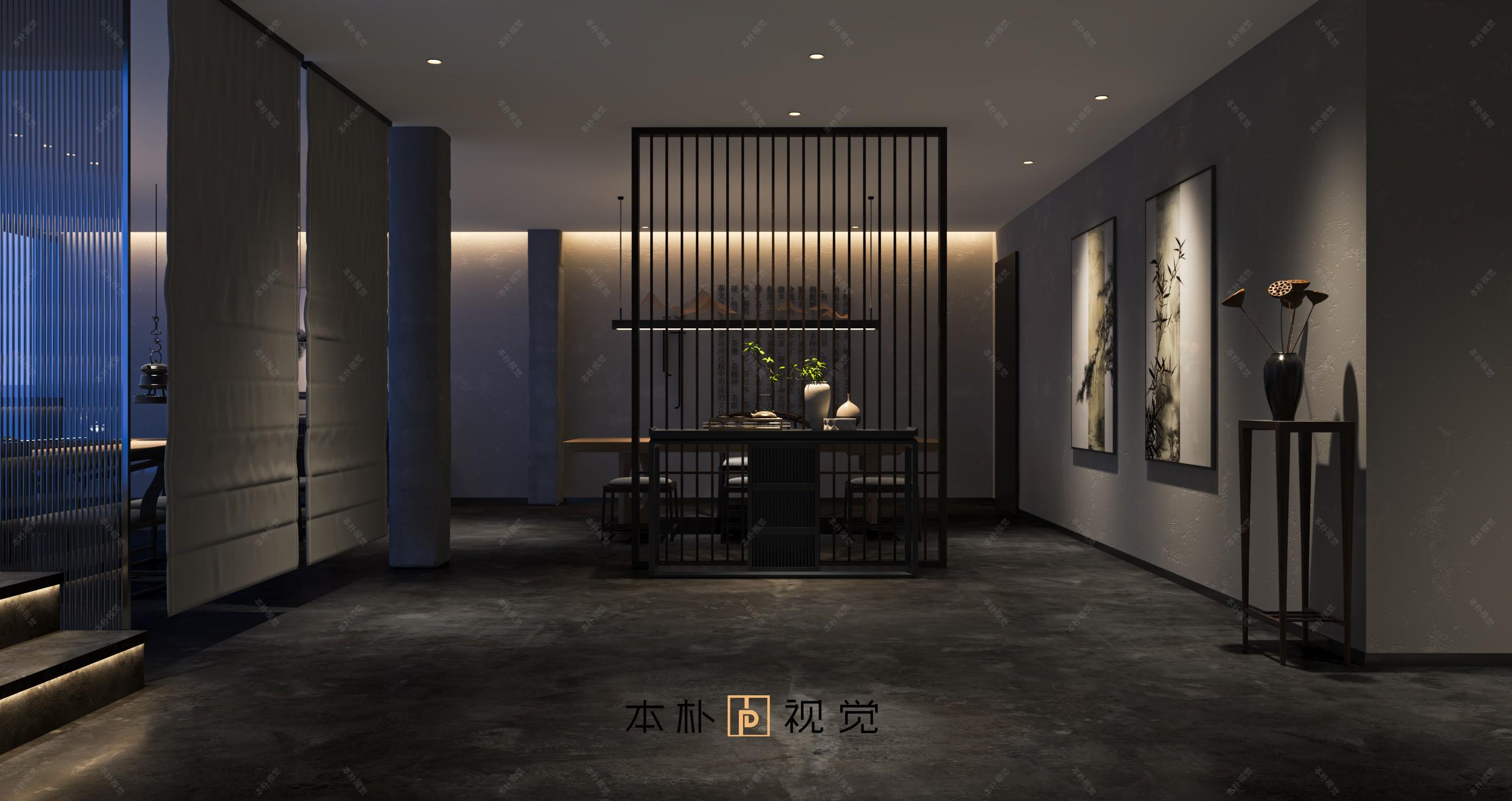 新中式茶室 - 效果图交流区-建E室内设计网