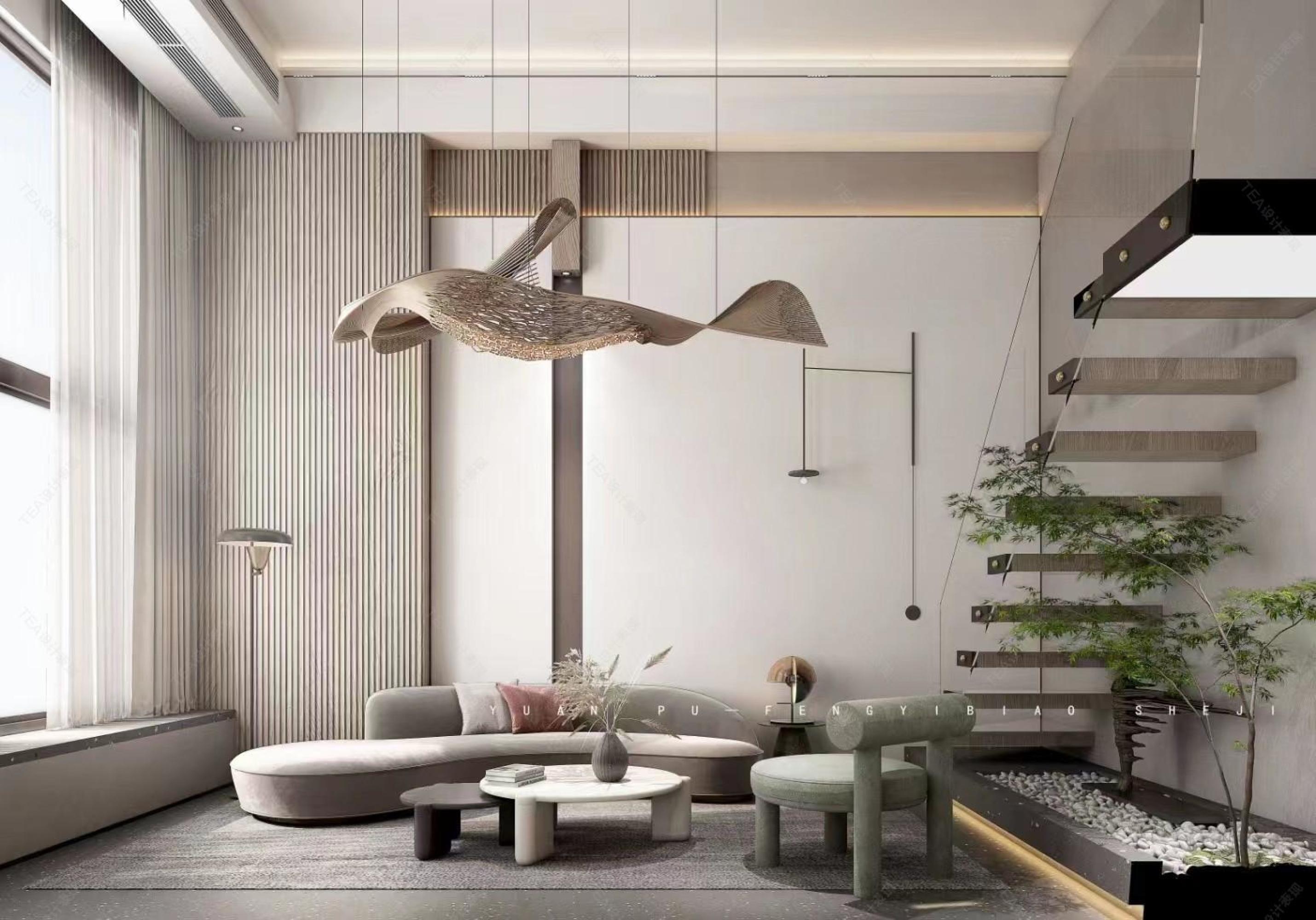 现代诧寂复式空间[ID: 102581416]_建e效果图