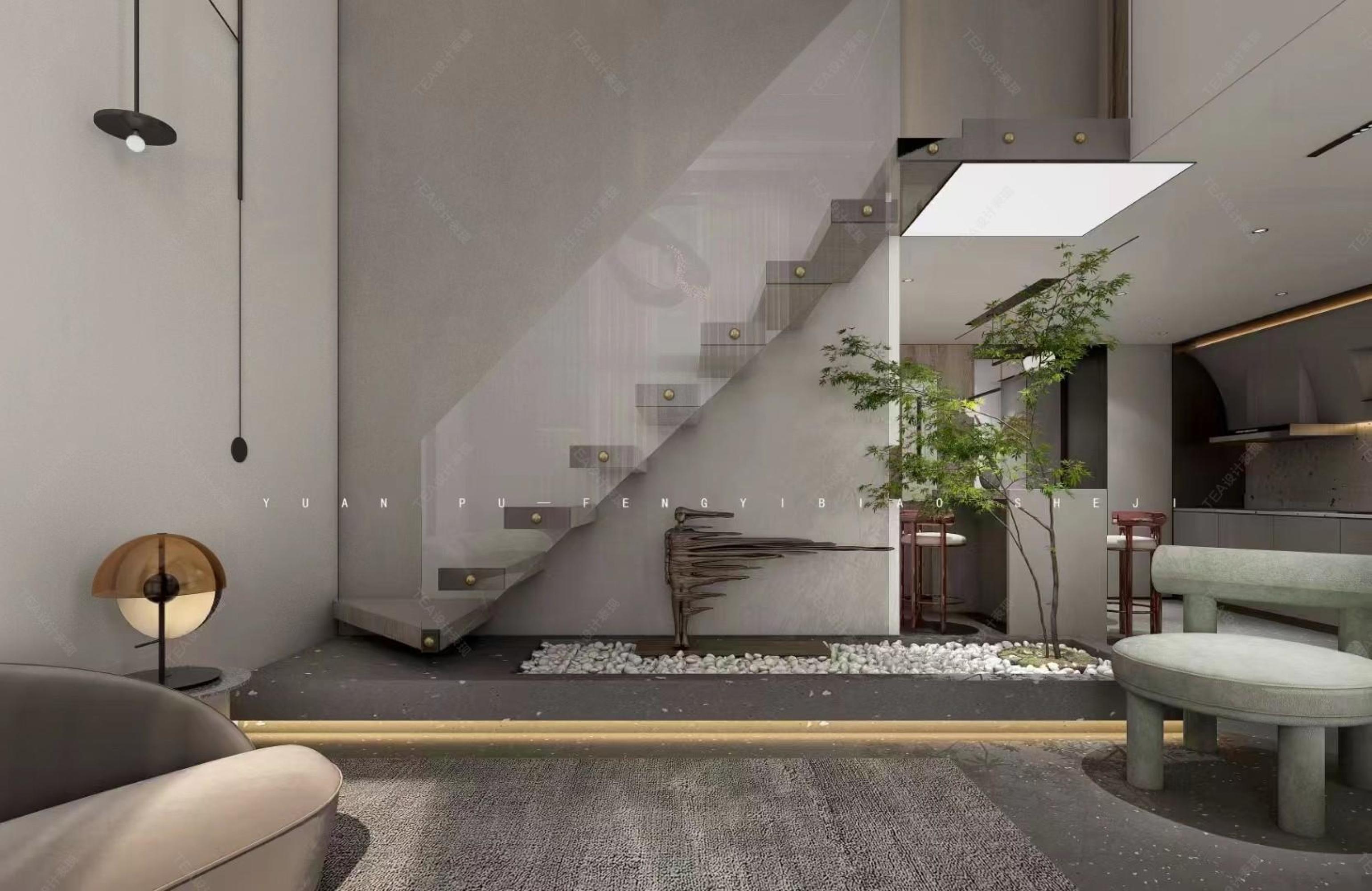 现代诧寂复式空间[ID: 102581416]_建e效果图
