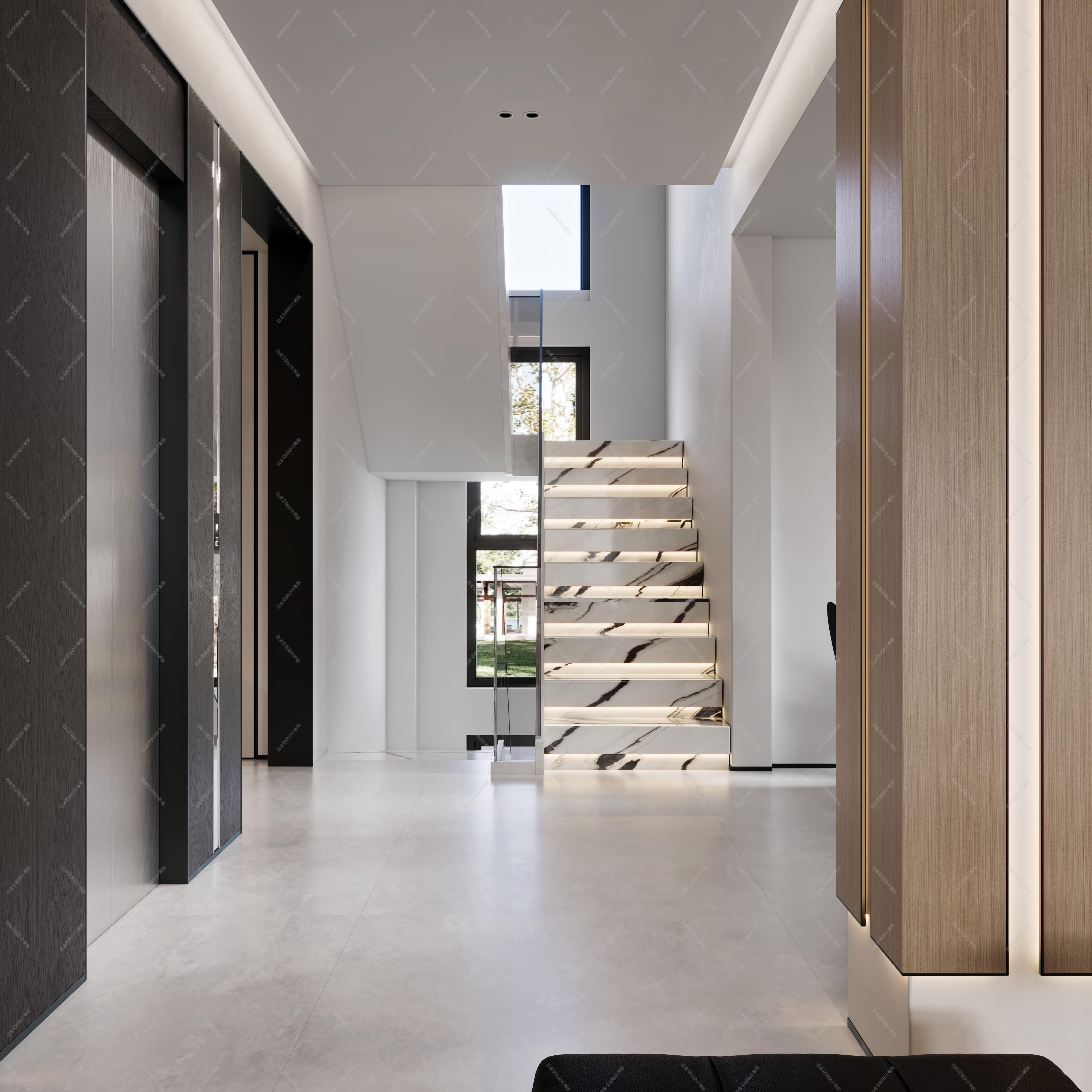 黑白灰客厅-设计效果图-建e室内设计网