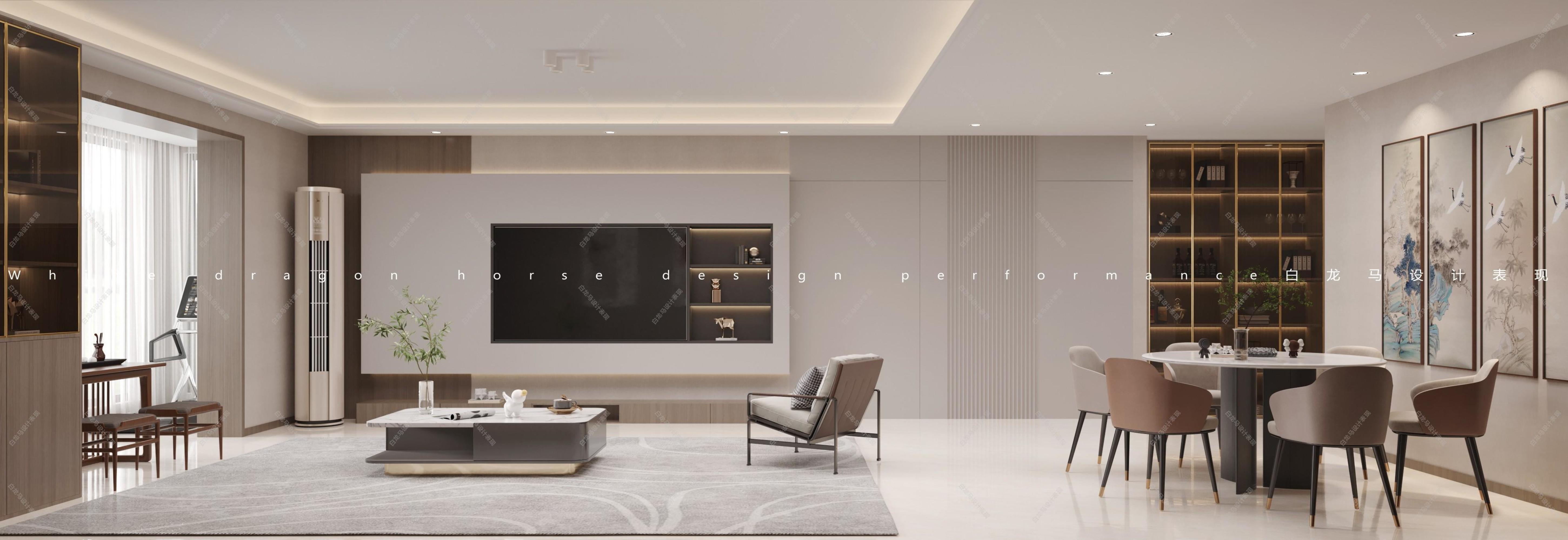 现代中式客餐厅-白龙马效果图[ID: 102646808]_建e效果图