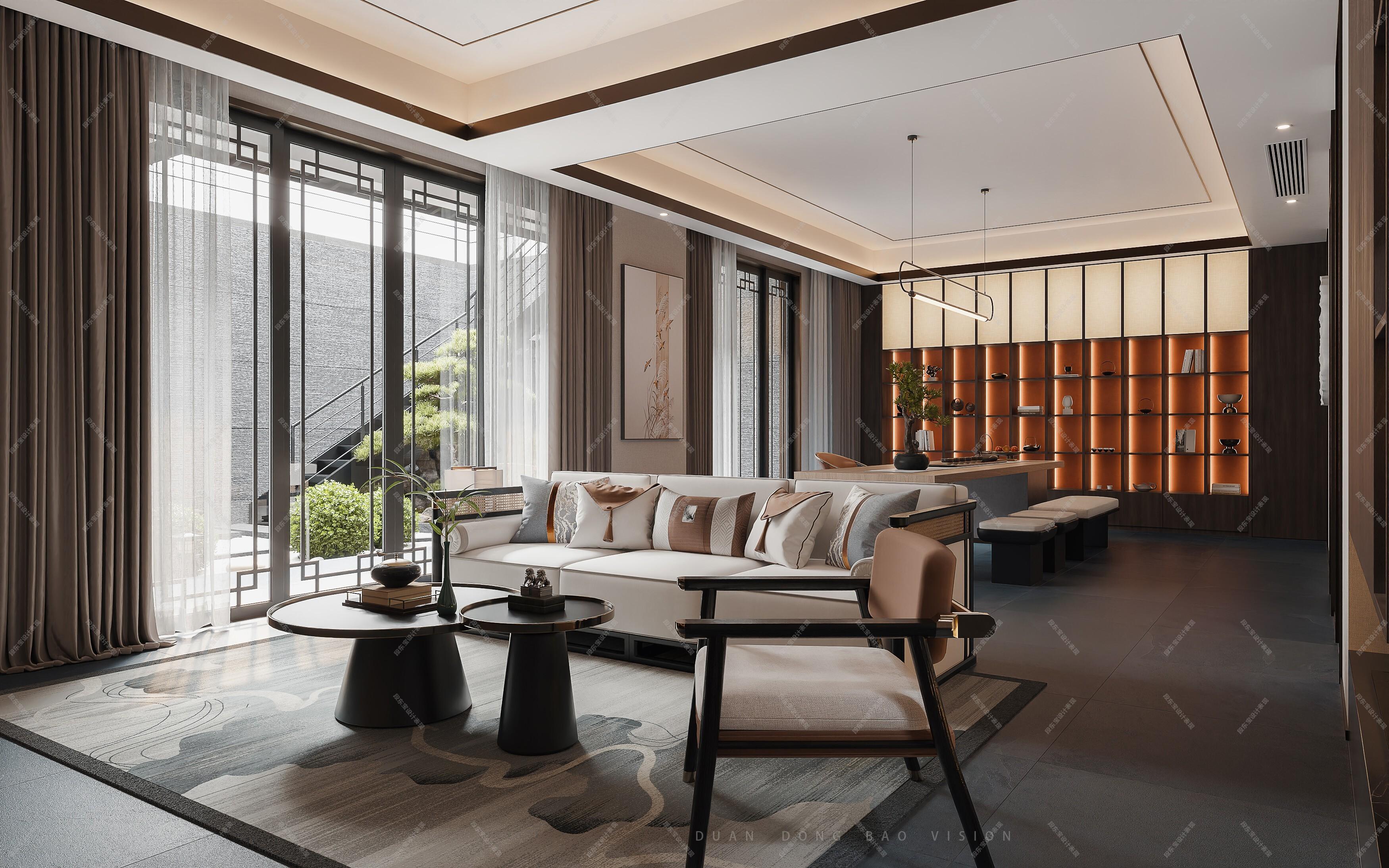 新中式别墅内景[ID: 103236635]_建e效果图