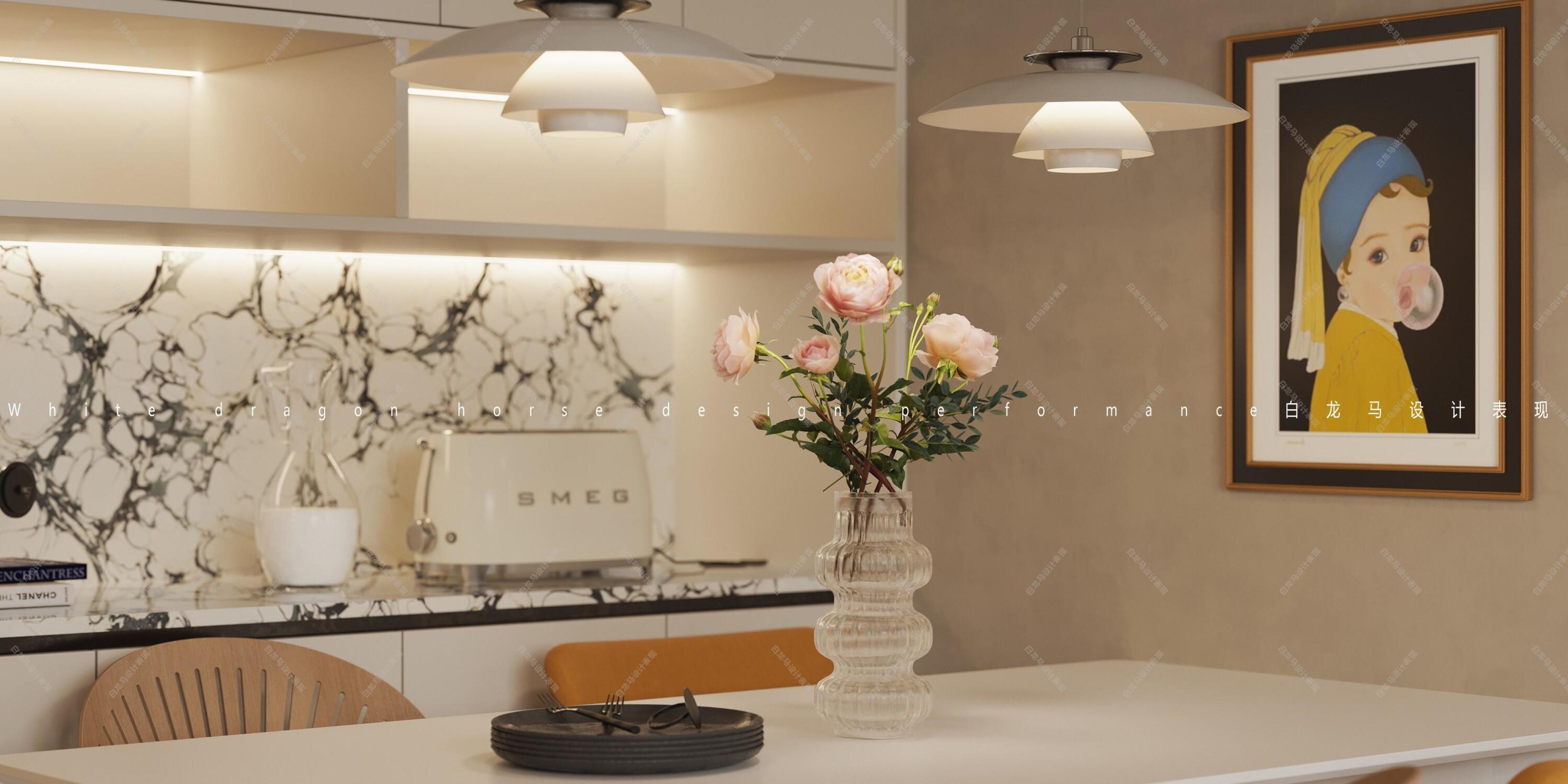 现代奶油客餐厅-白龙马效果图[ID: 102909160]_建e效果图
