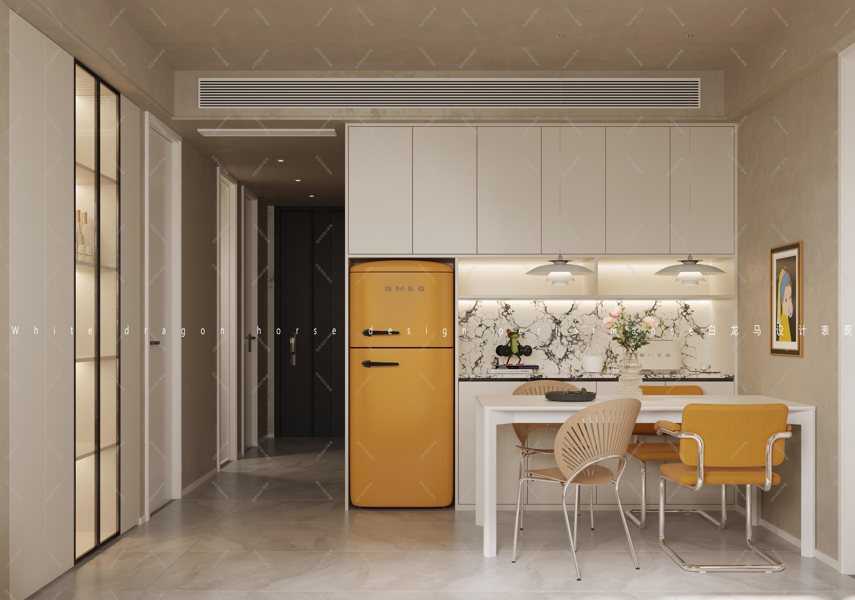 现代奶油客餐厅-白龙马效果图[ID: 102909160]_建e效果图