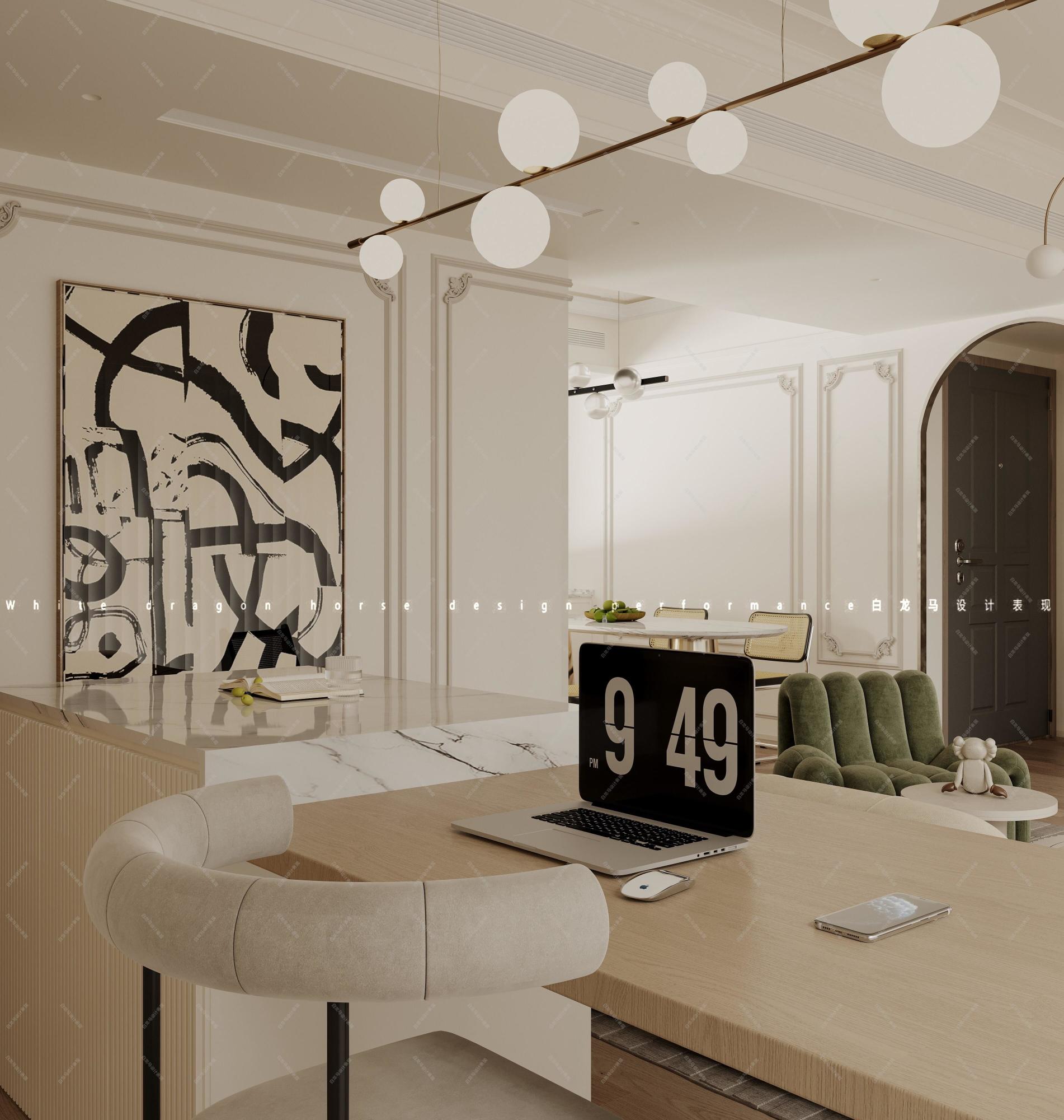 现代客餐厅—白龙马效果图[ID: 103629829]_建e效果图