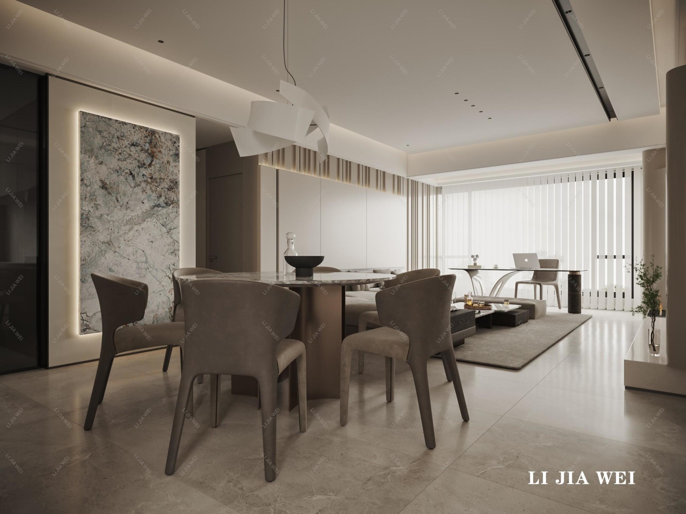 现代客厅餐厅[ID: 104285289]_建e效果图