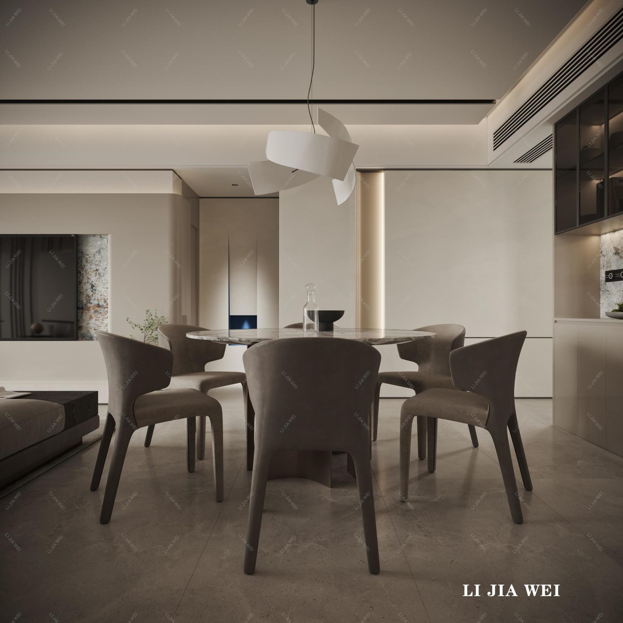 现代客厅餐厅[ID: 104285289]_建e效果图