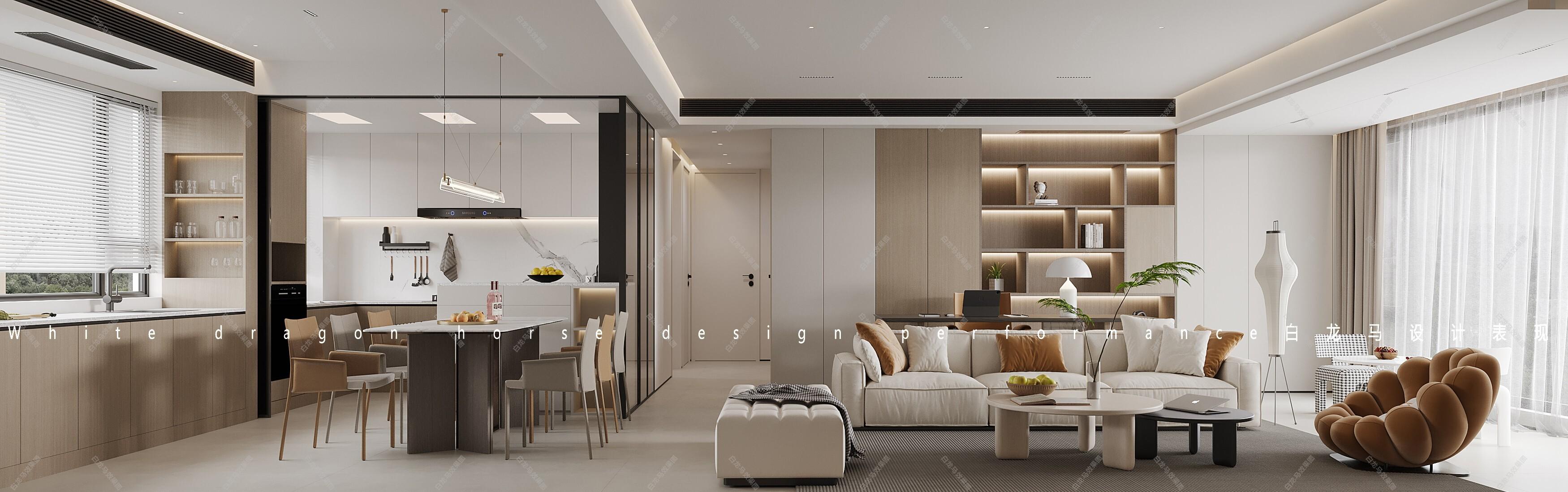 现代客餐厅—白龙马效果图[ID: 103892089]_建e效果图