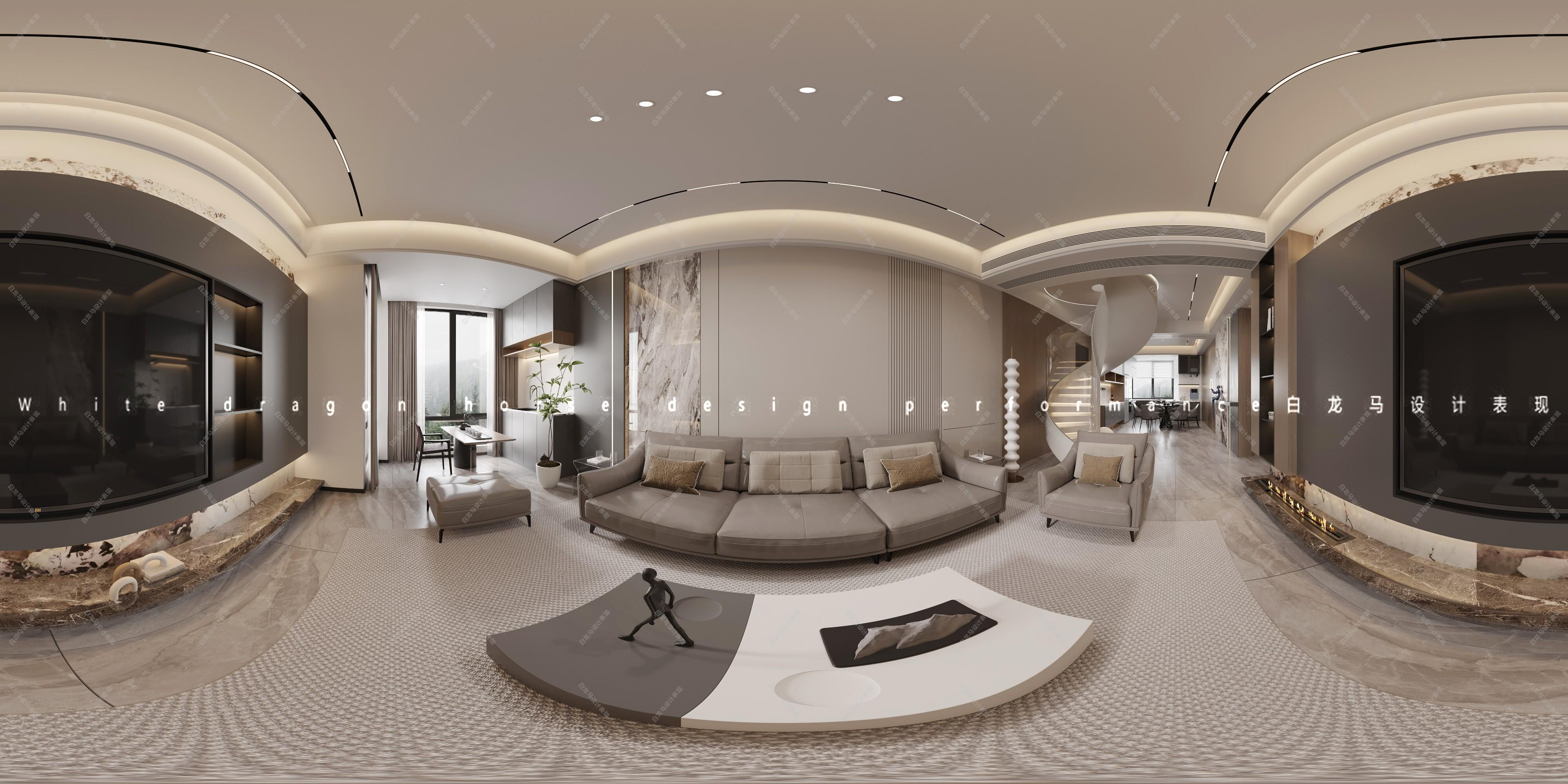 现代客餐厅—白龙马效果图[ID: 104678573]_建e效果图