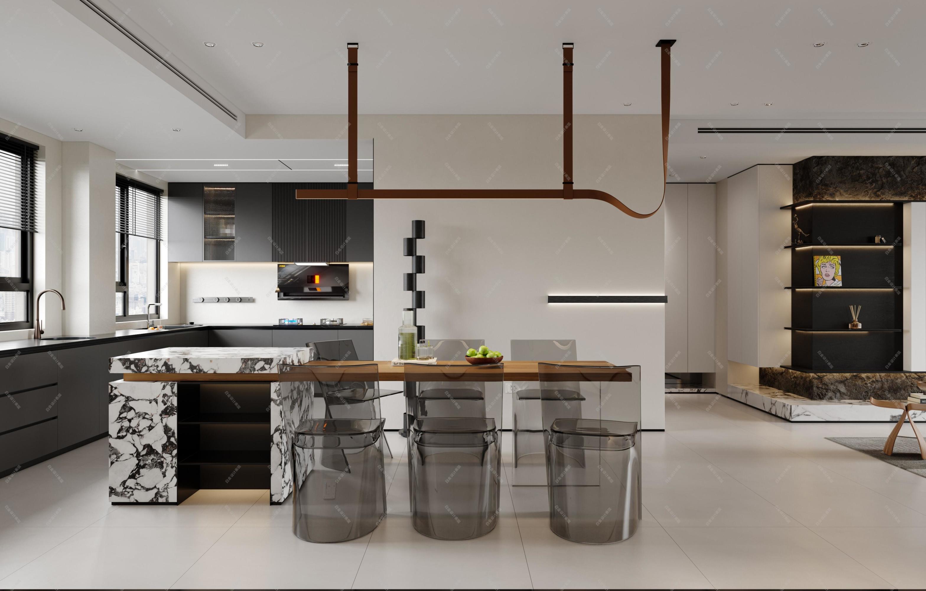 现代客厅 黑白灰客厅 简约客厅 [ID: 104678450]_建e效果图