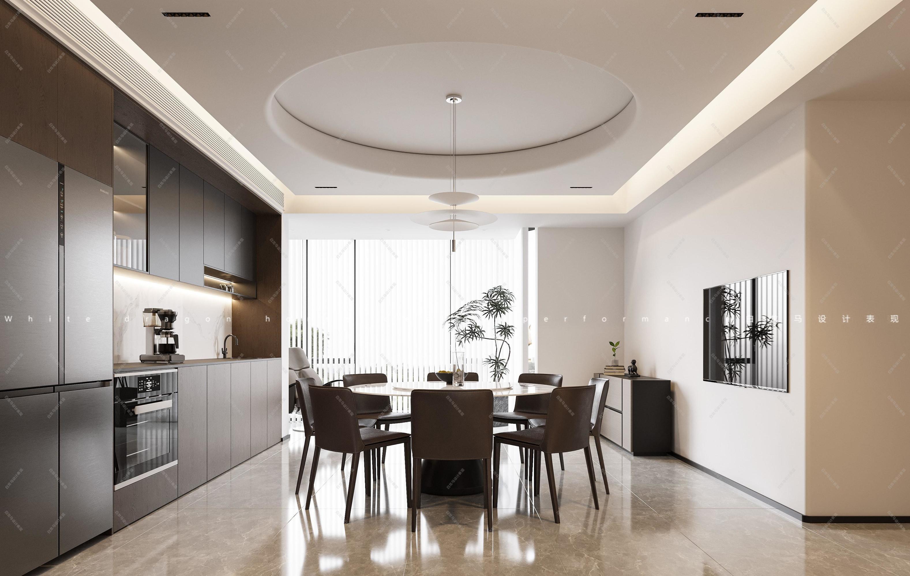 现代客餐厅——白龙马效果图[ID: 104350896]_建e效果图