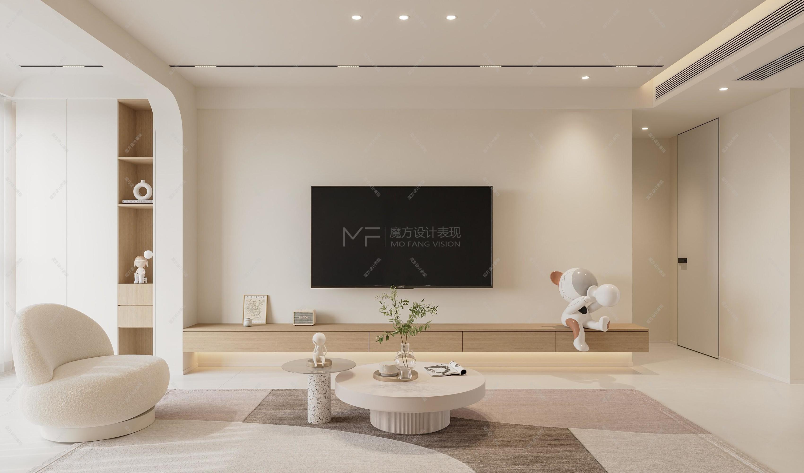 现代奶油风家装效果图[ID: 113591321]_建e效果图
