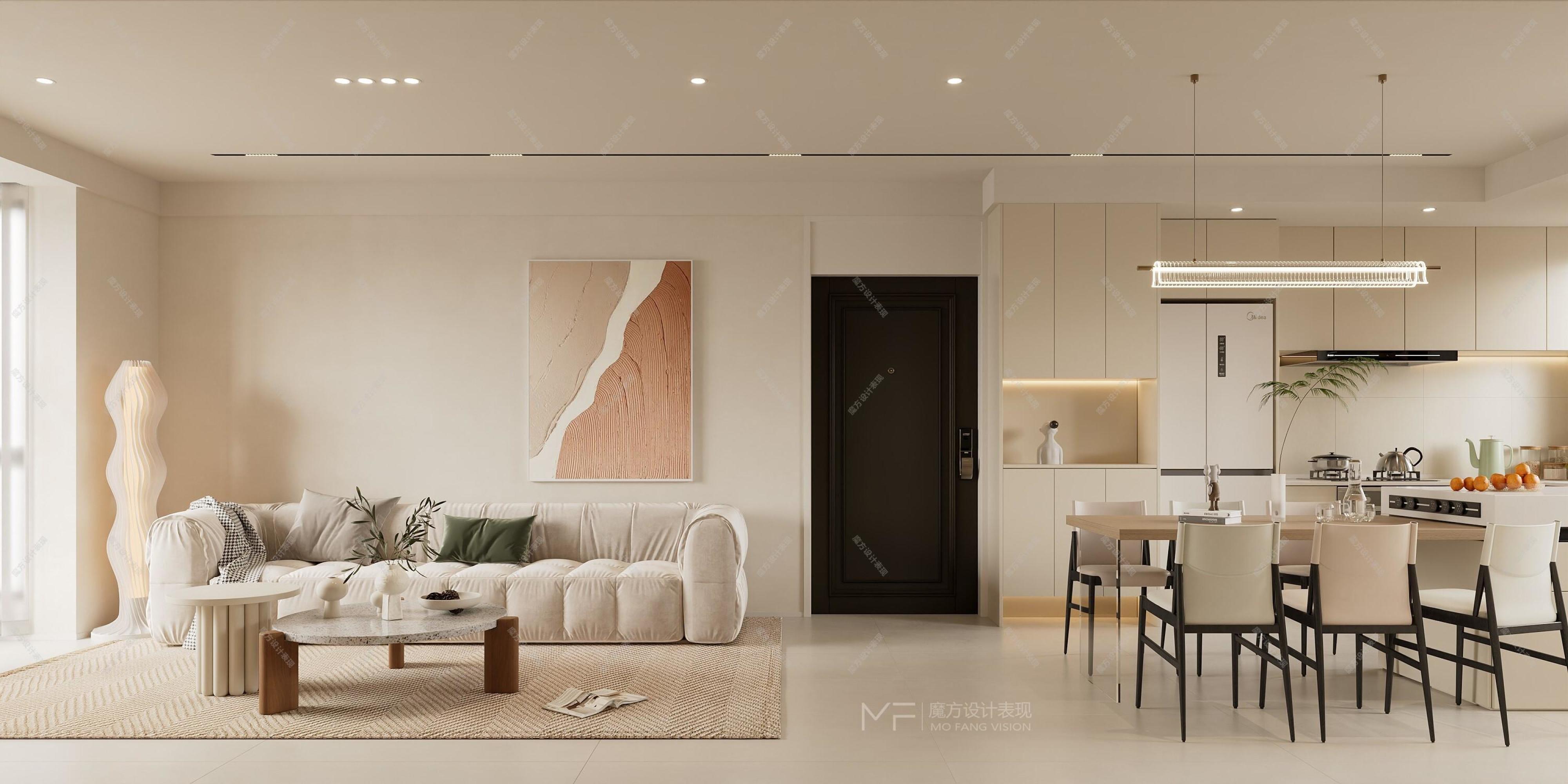 现代奶油风家装效果图[ID: 113591404]_建e效果图