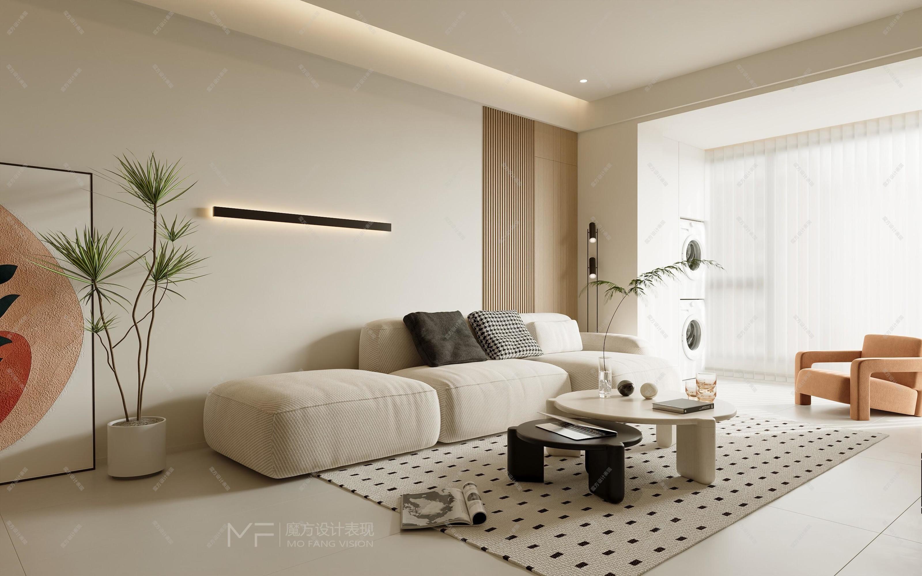 现代奶油风家装效果图[ID: 113591311]_建e效果图