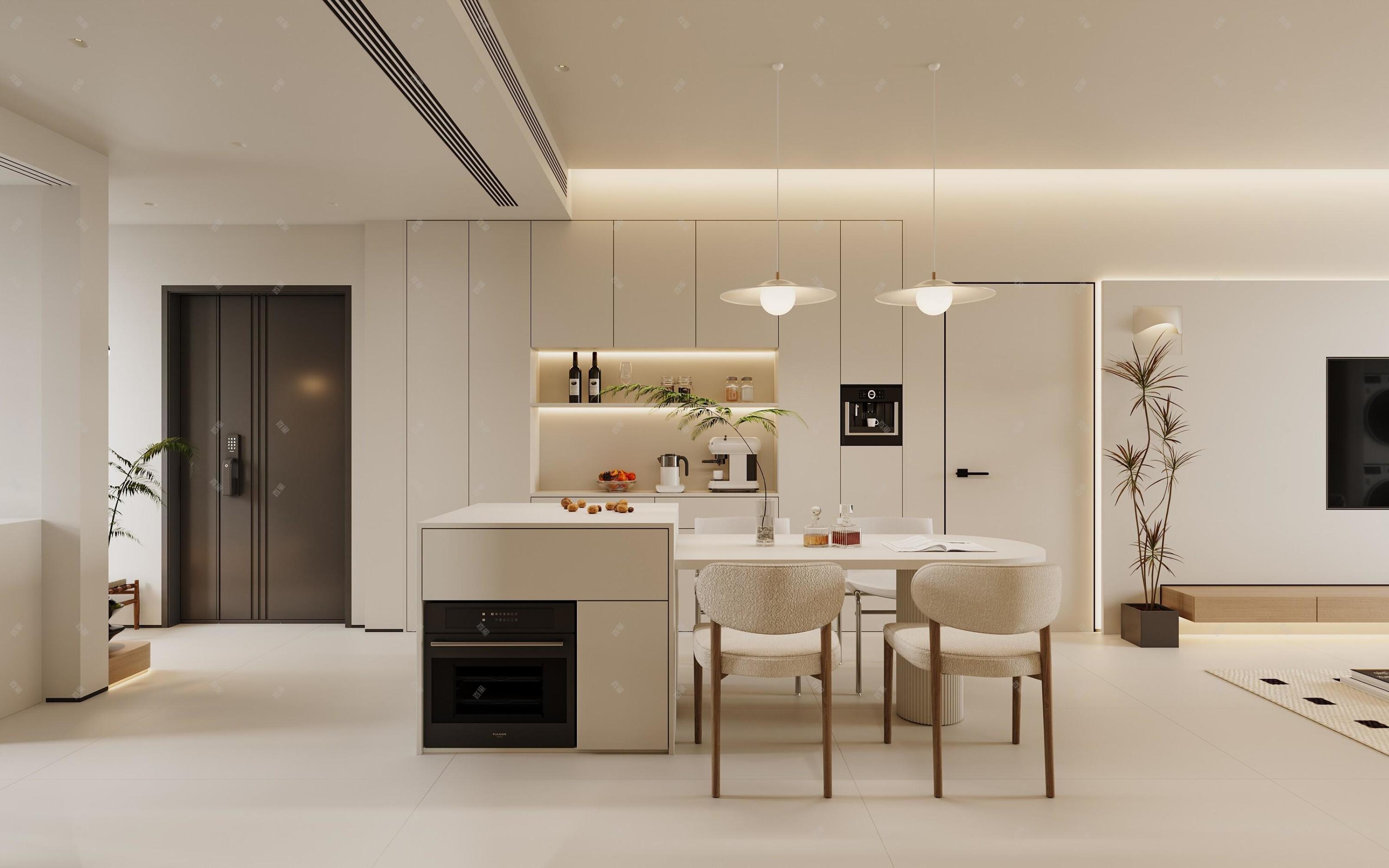 现代奶油风家装效果图[ID: 113591345]_建e效果图