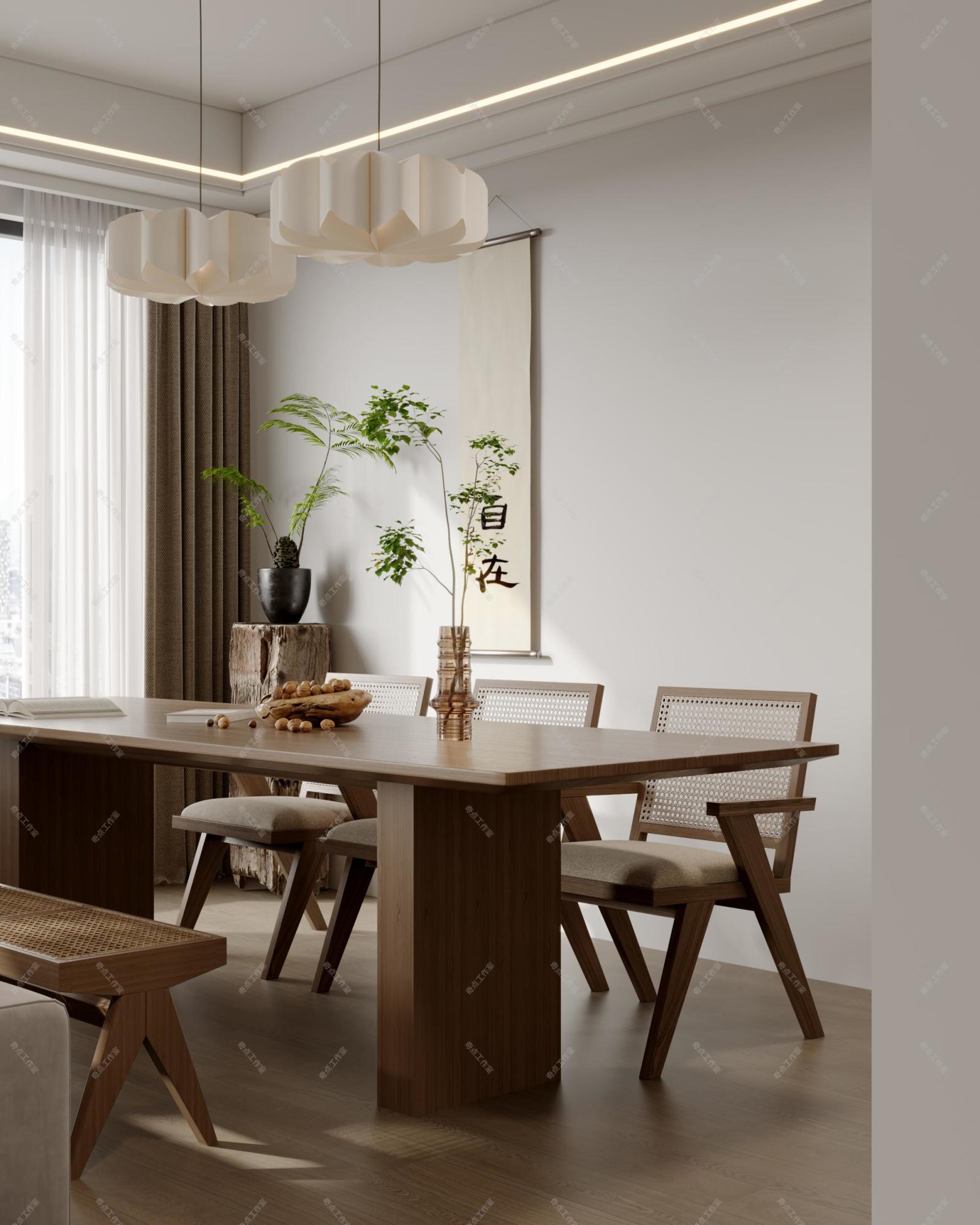 现代原木风家装效果图[ID: 113525970]_建e效果图