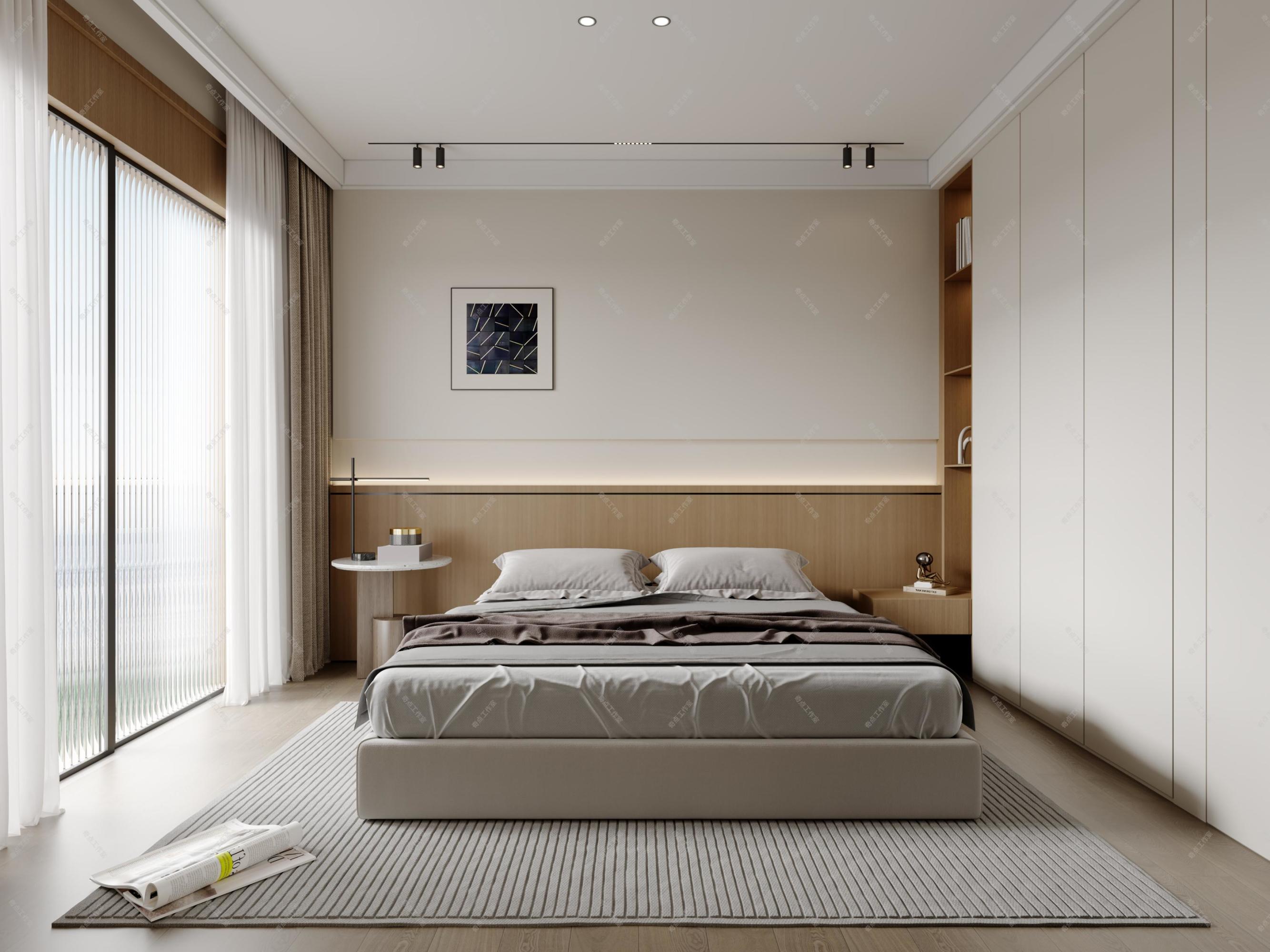 现代原木风家装效果图[ID: 113525970]_建e效果图