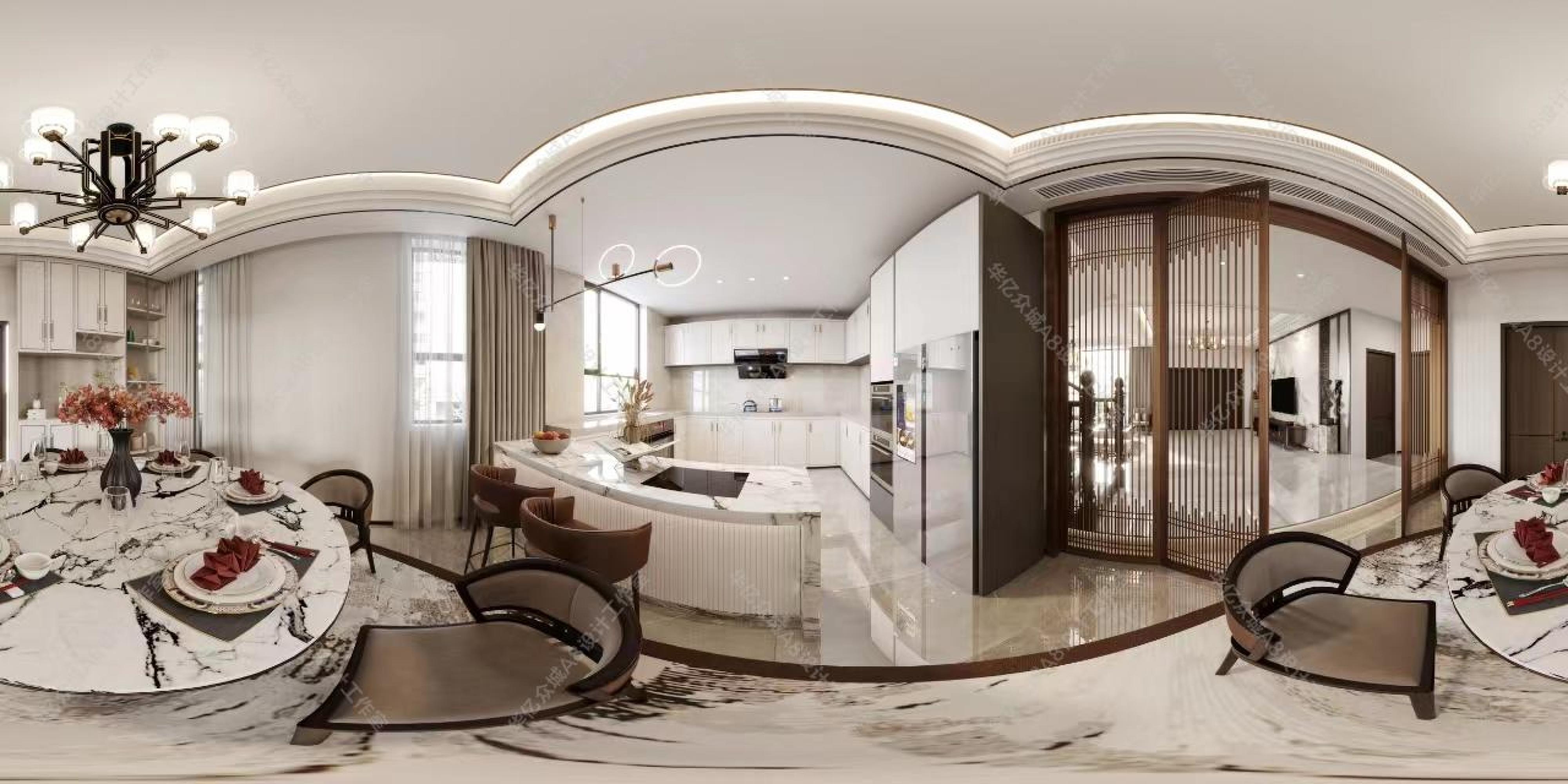 新中式轻奢别墅家装效果图[ID: 113329406]_建e效果图