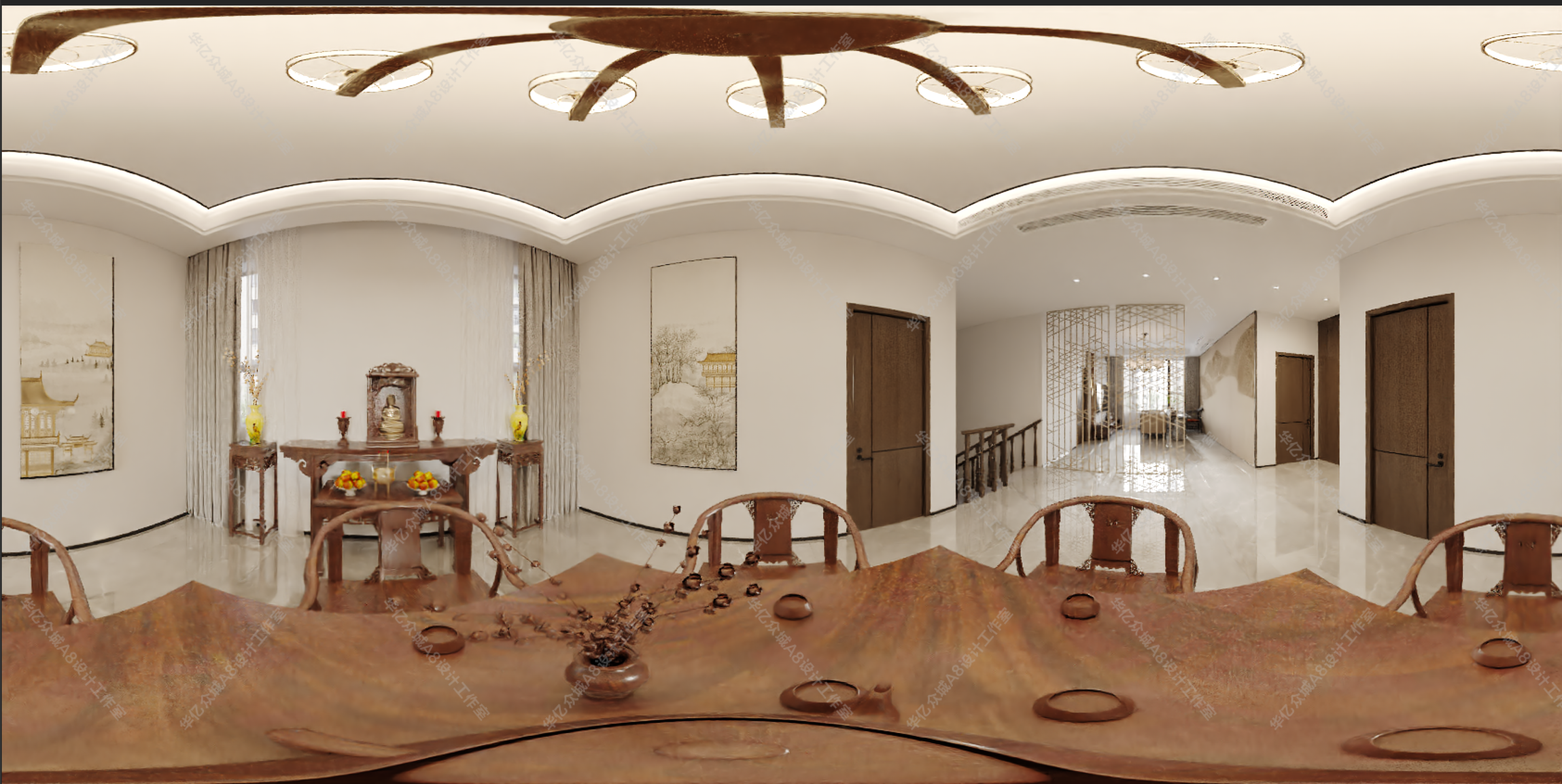 新中式轻奢别墅家装效果图[ID: 113329406]_建e效果图