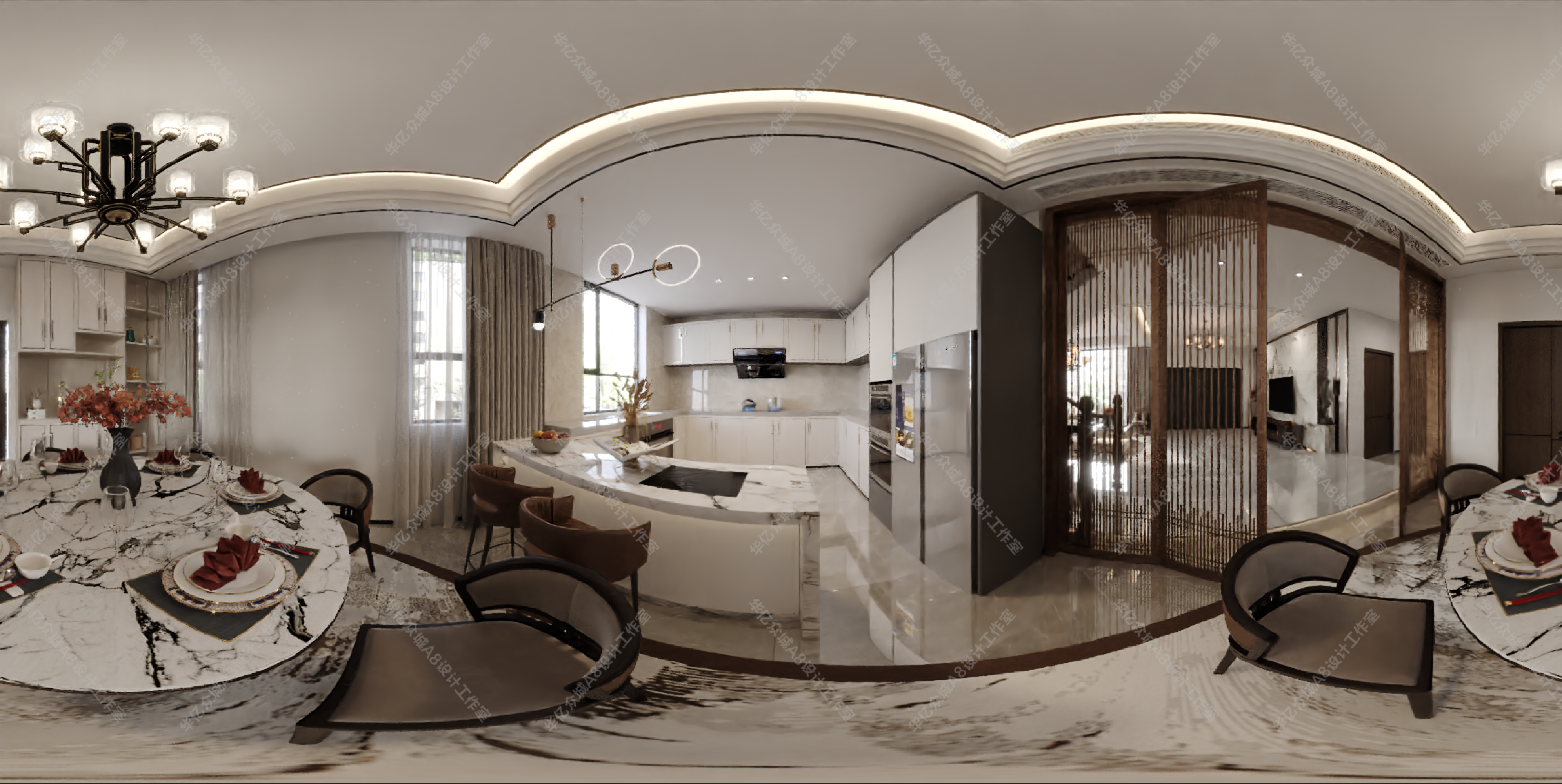 新中式轻奢别墅家装效果图[ID: 113329406]_建e效果图