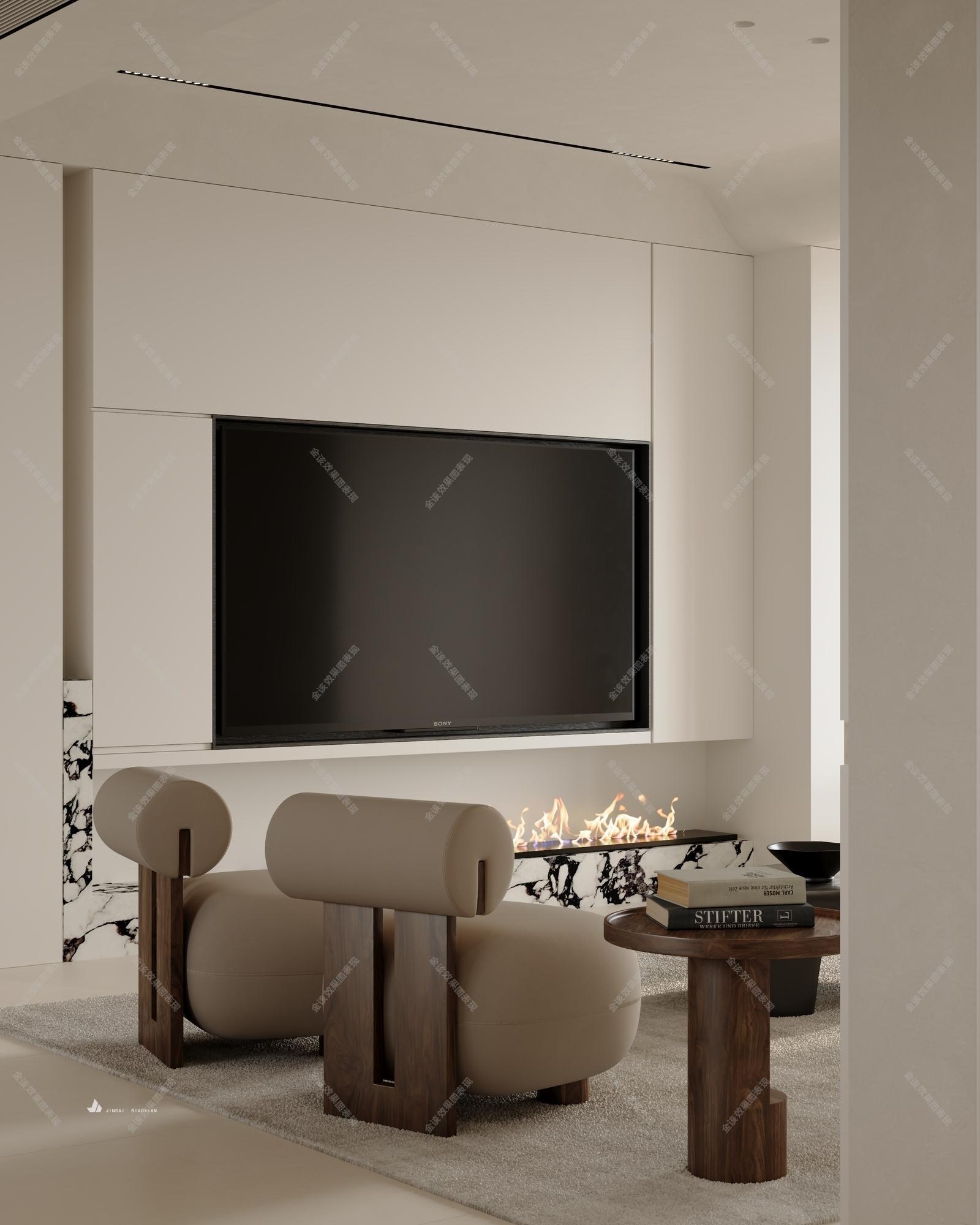 现代中古风简约家装效果图[ID: 113394850]_建e效果图