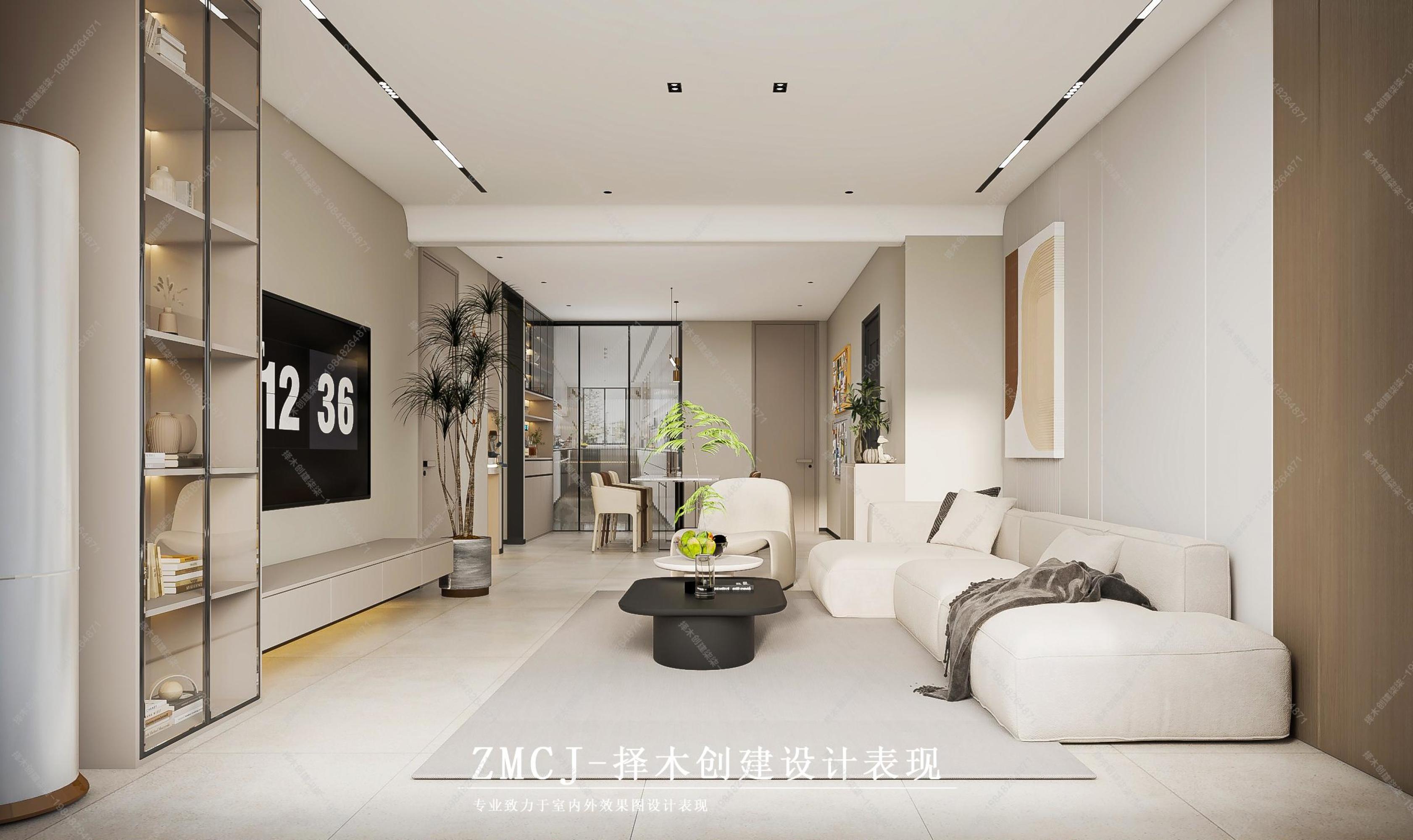 现代奶油风家装效果图[ID: 114115779]_建e效果图