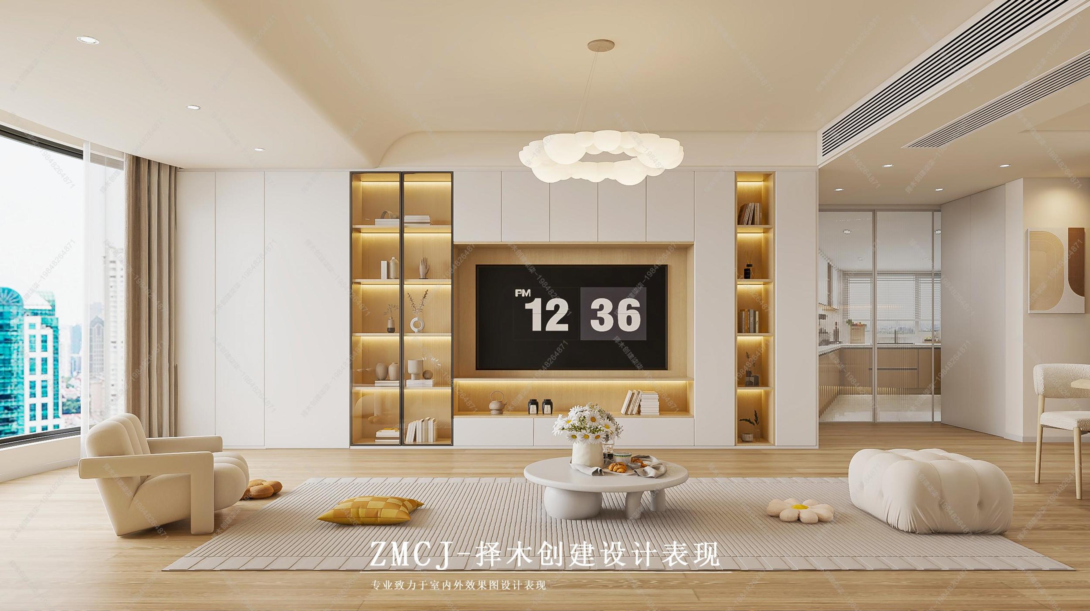 现代奶油风家装效果图[ID: 114115779]_建e效果图