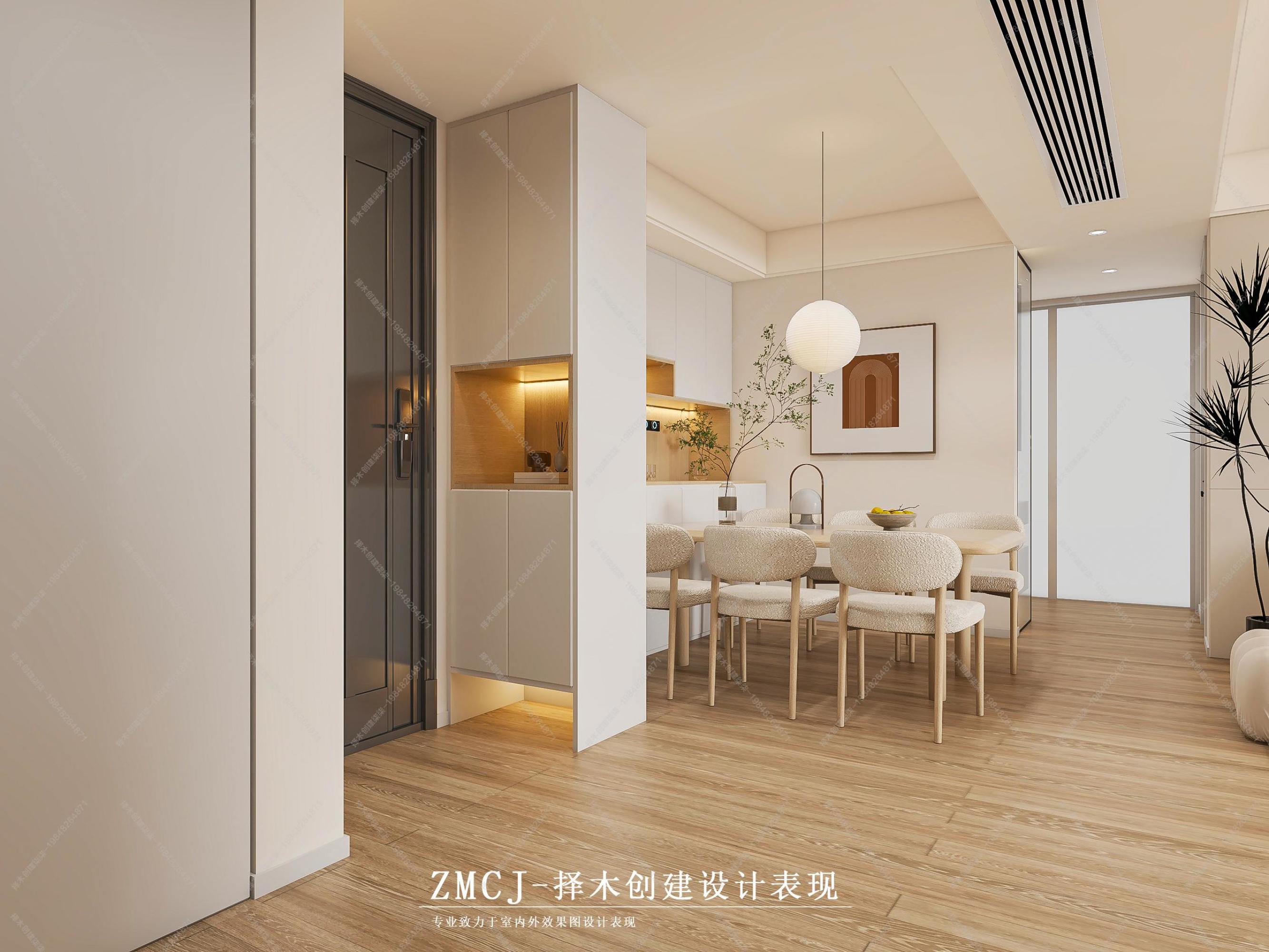 现代奶油风家装效果图[ID: 114115779]_建e效果图