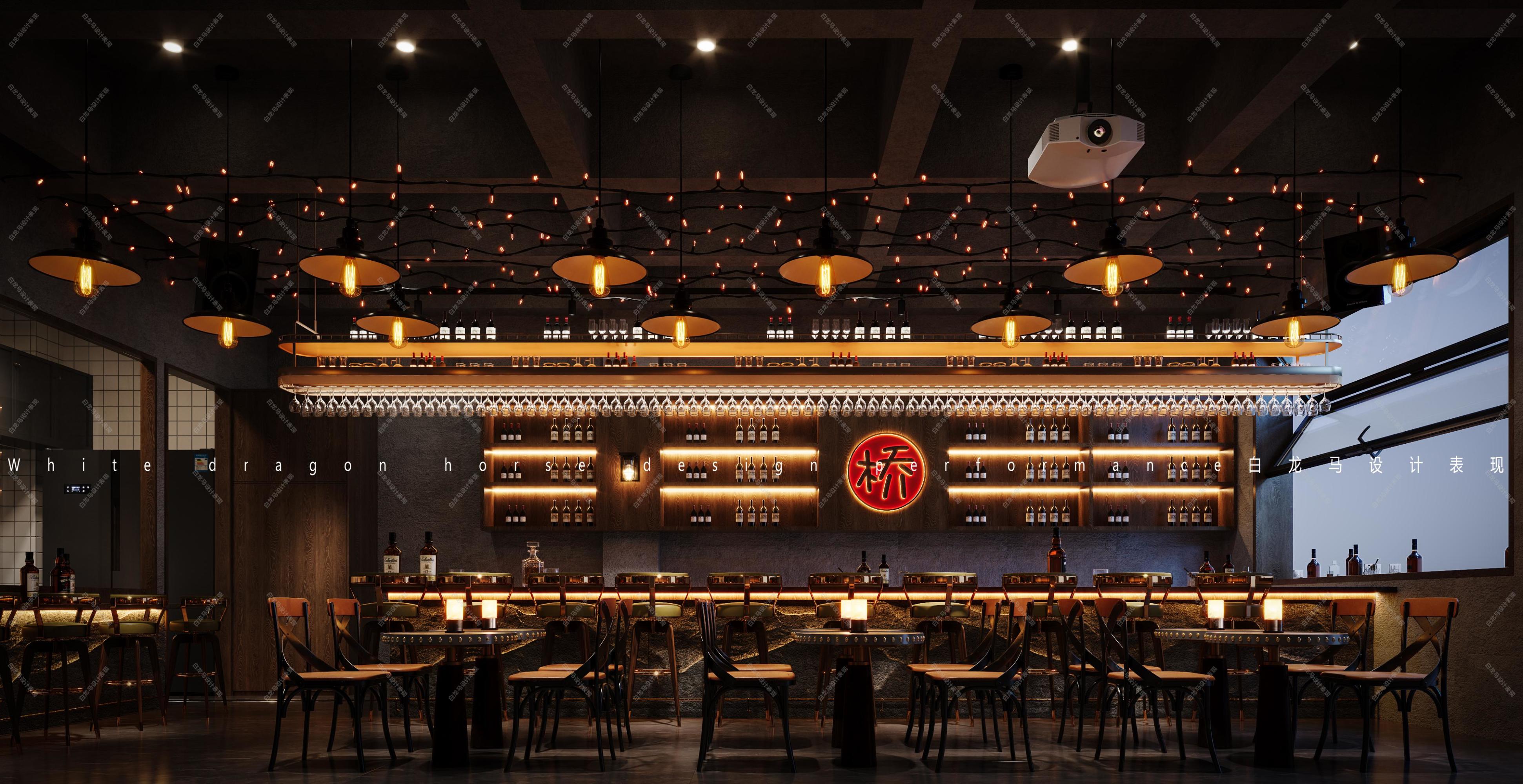 工装古典质感酒吧效果图[ID: 114050257]_建e效果图