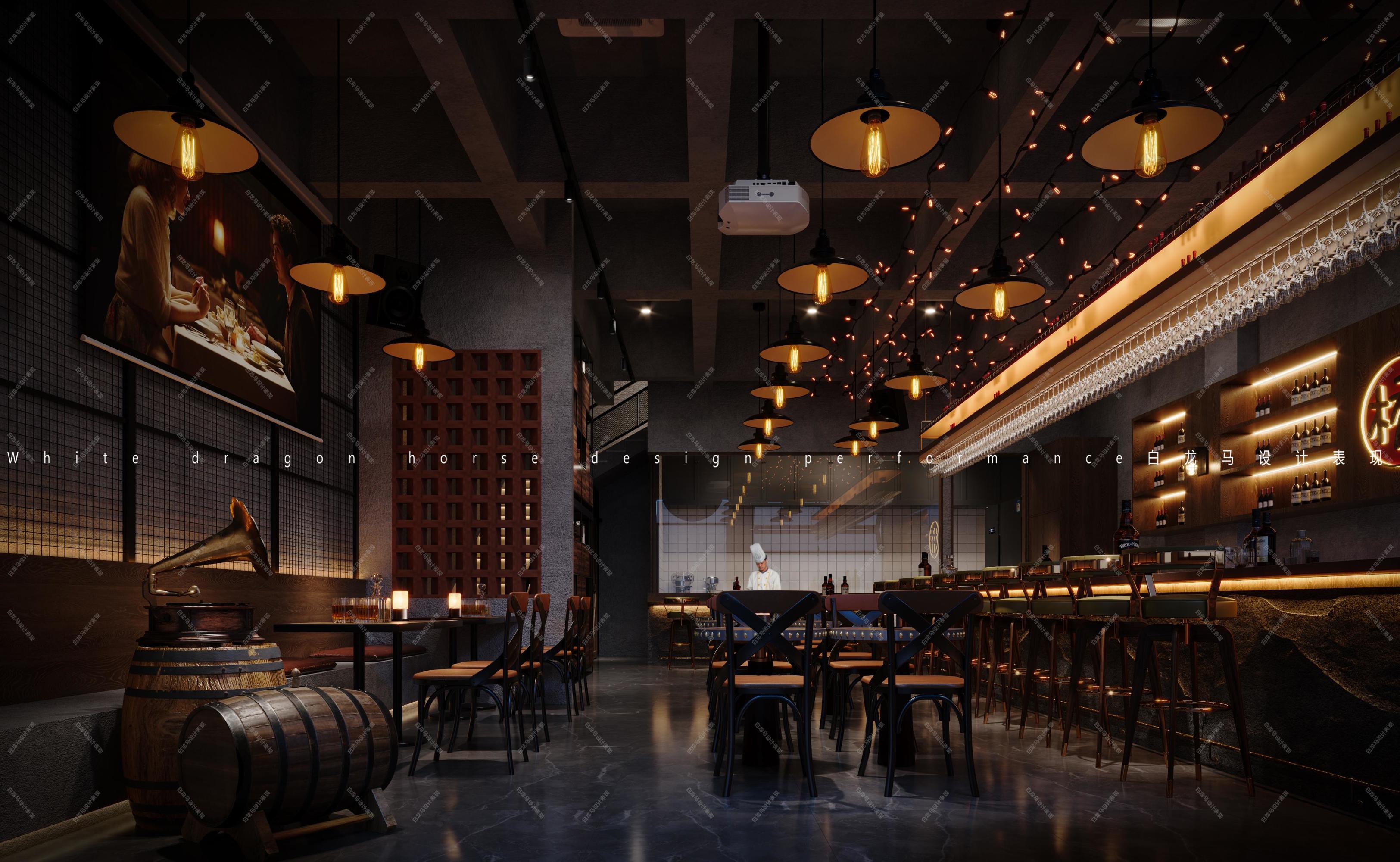 工装古典质感酒吧效果图[ID: 114050257]_建e效果图