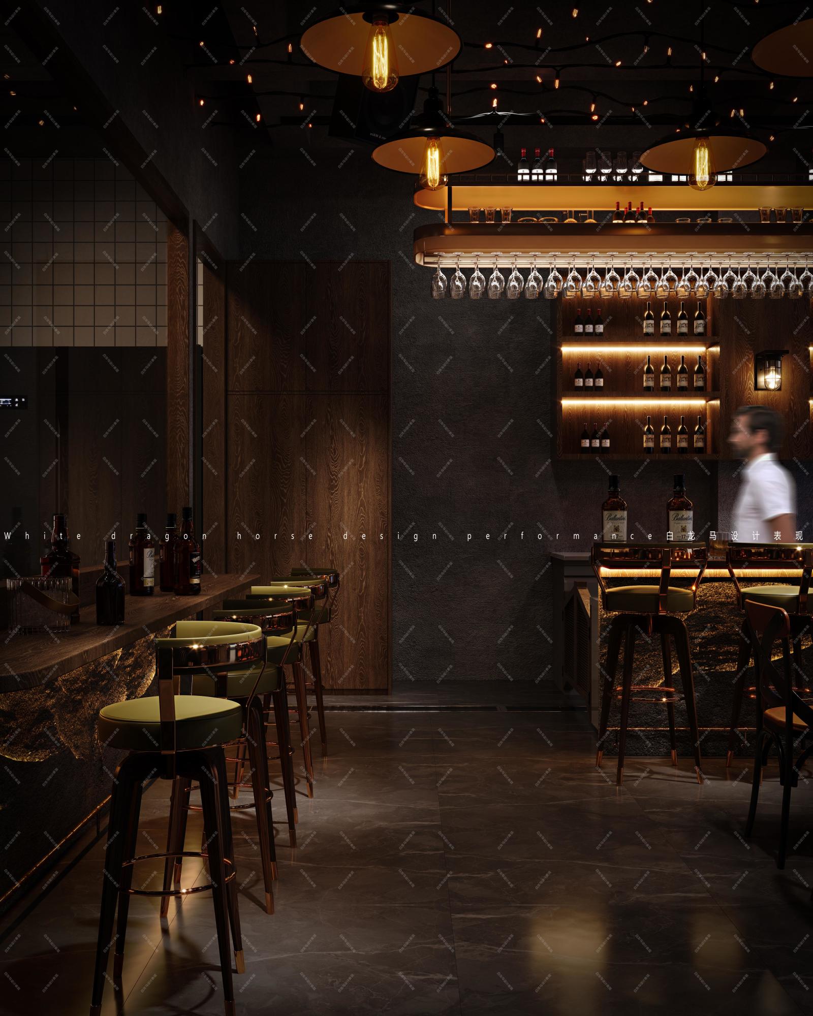 工装古典质感酒吧效果图[ID: 114050257]_建e效果图