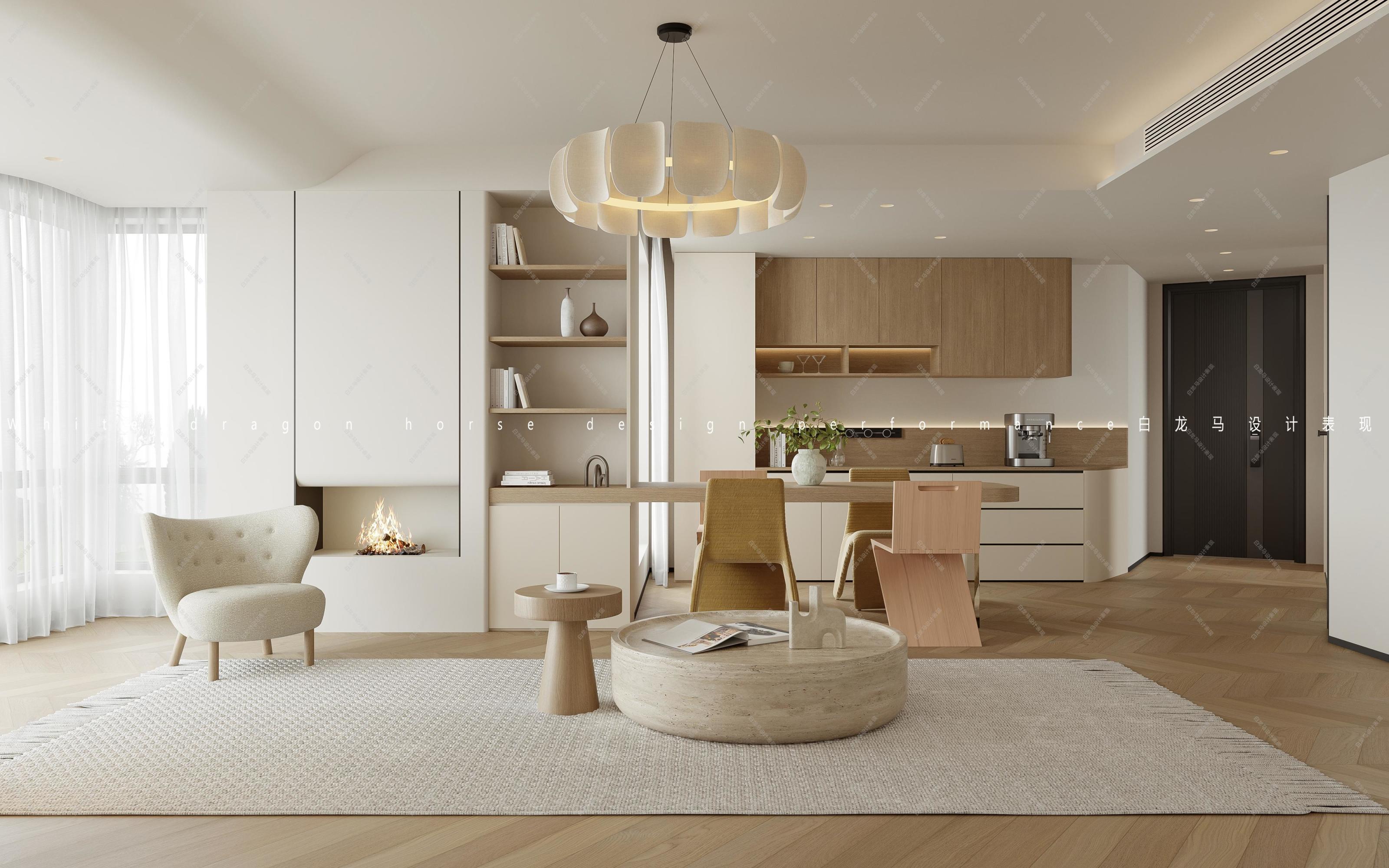 原木奶油风家装效果图[ID: 114246752]_建e效果图
